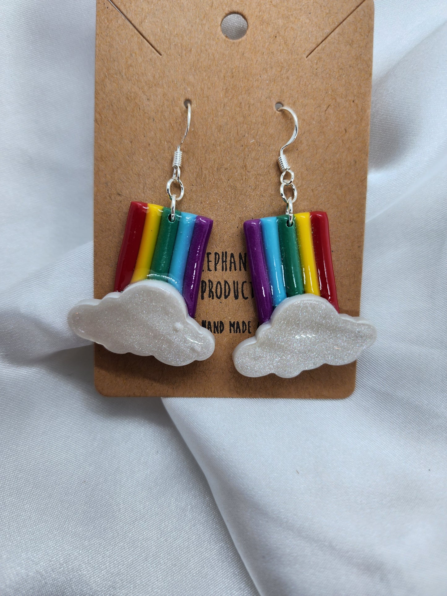 Rainbow Cloud Silver Hook Earrings