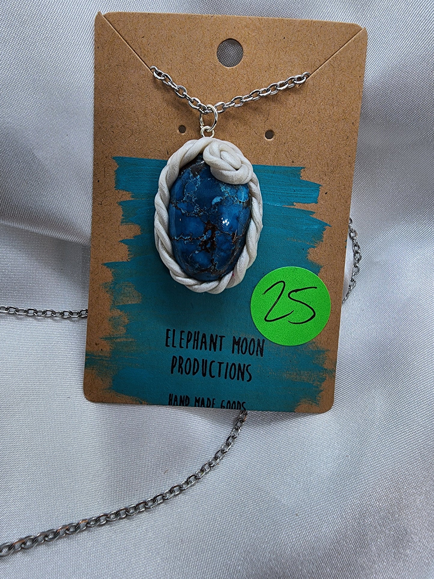 Turquoise clay wrapped Necklace