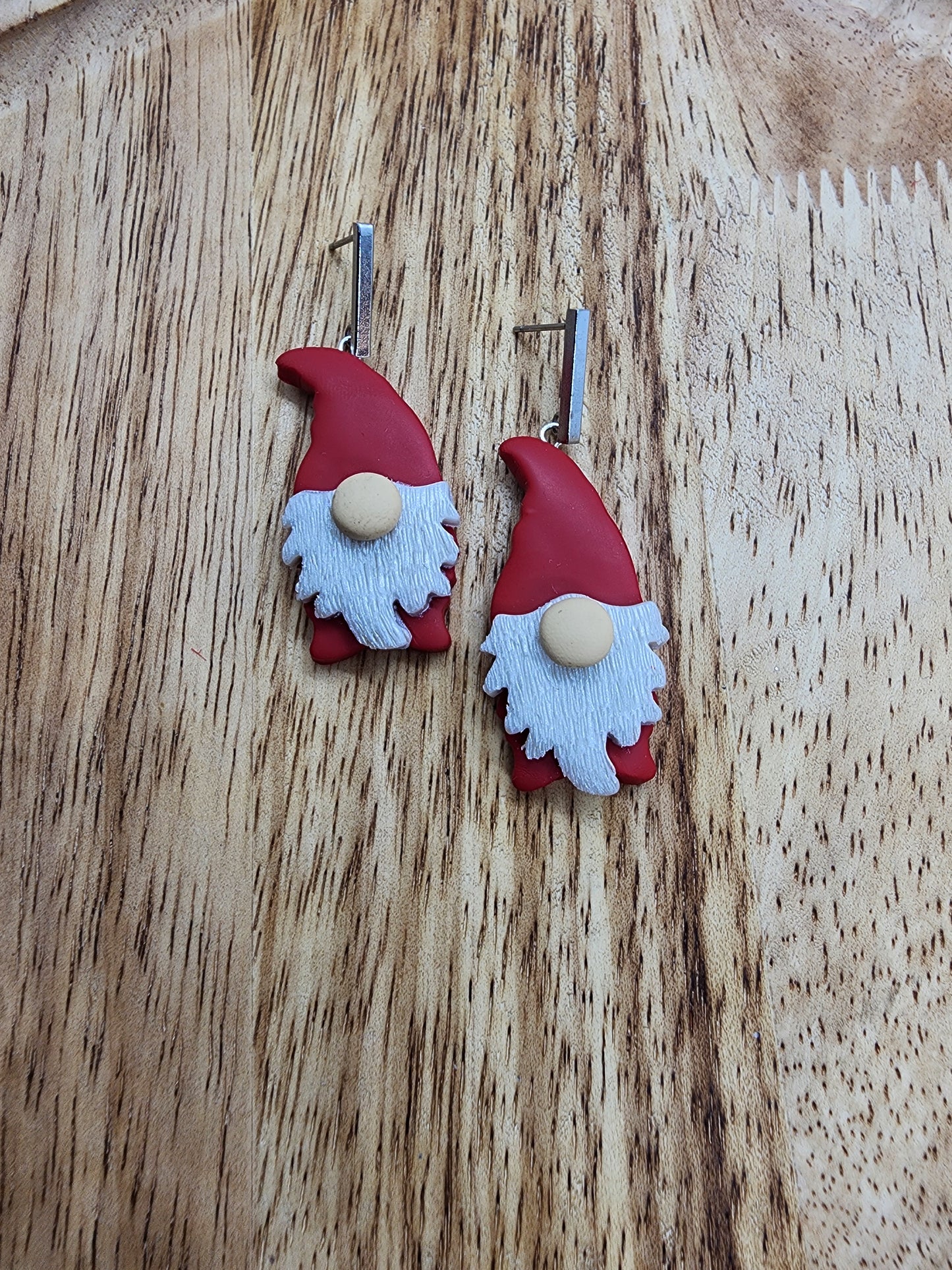 Red Gnome Dangle Stud Earrings