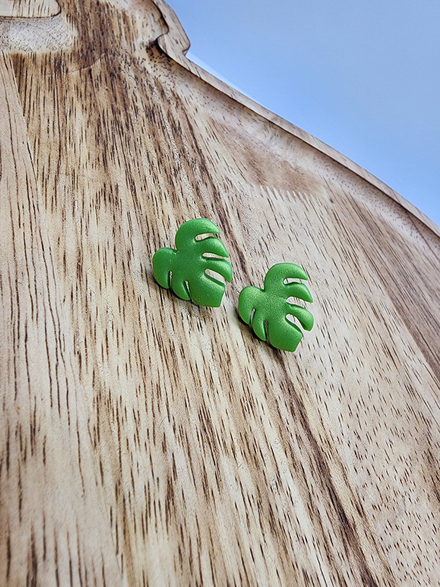 Small Monstera Stud Earrings