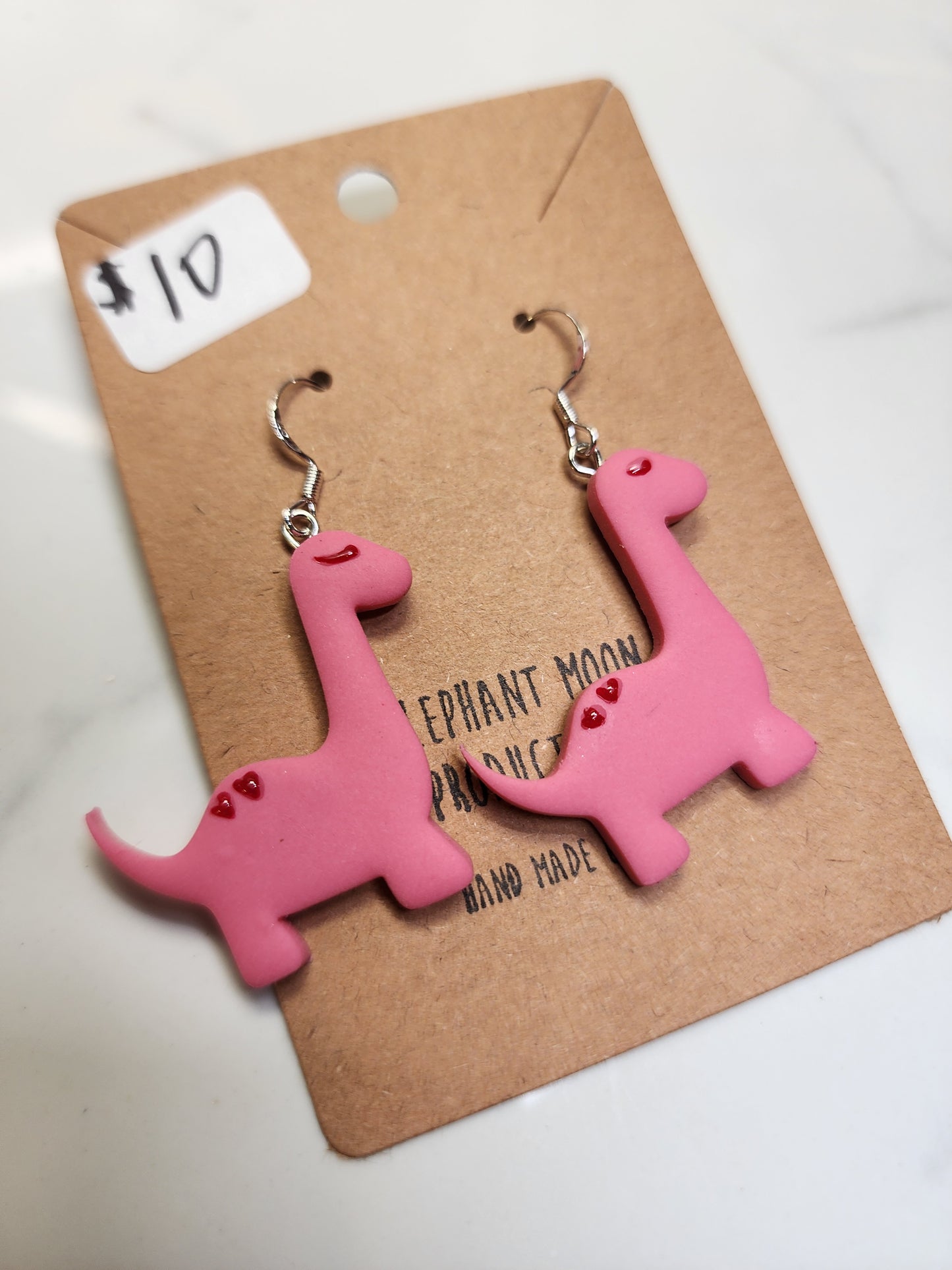 Pink Heart Dinosaur <3 Earrings