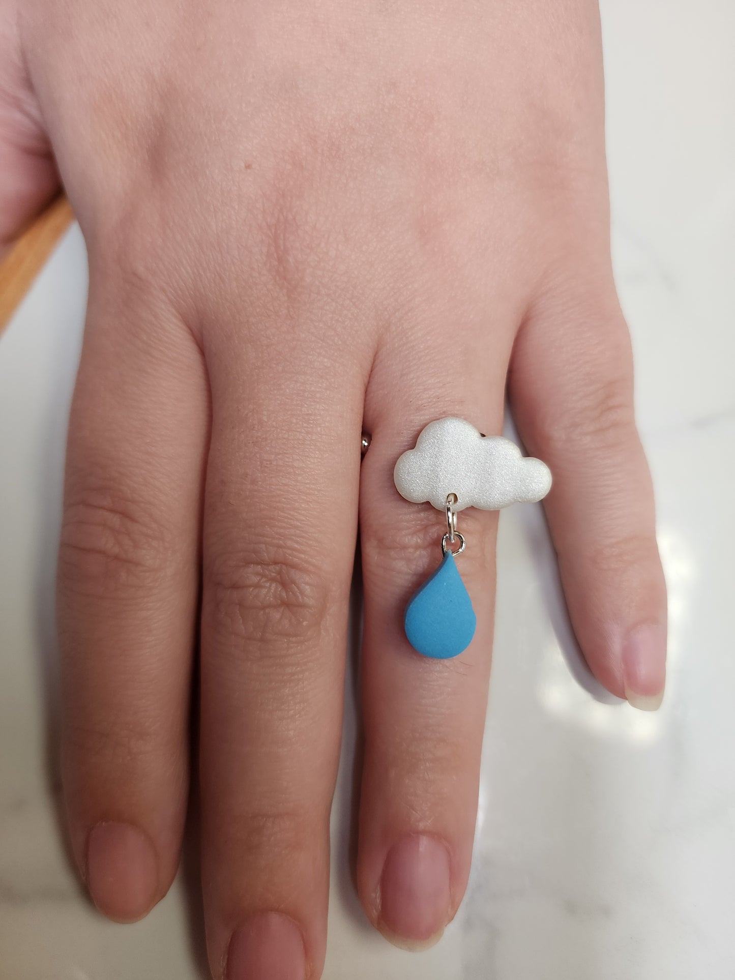 Cloudy Raindrop Ring