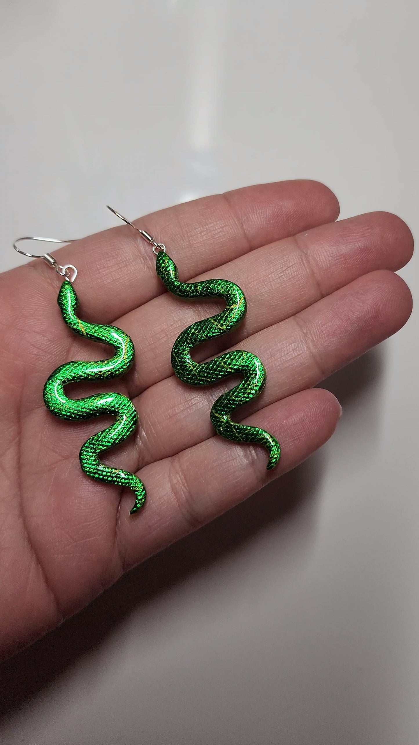 Green Snake Earrings