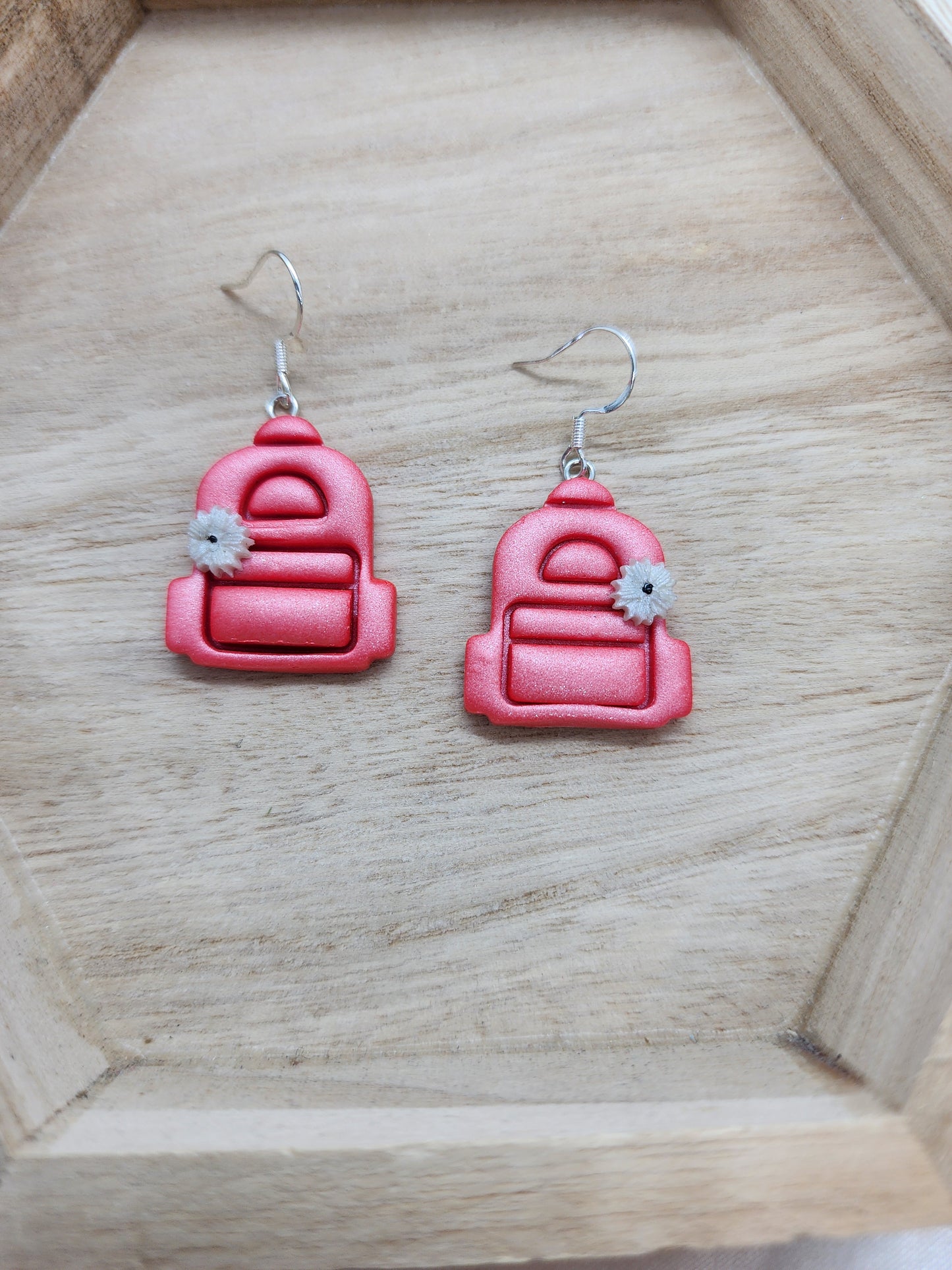 Pink Backpack Earrings Back to School Accessories