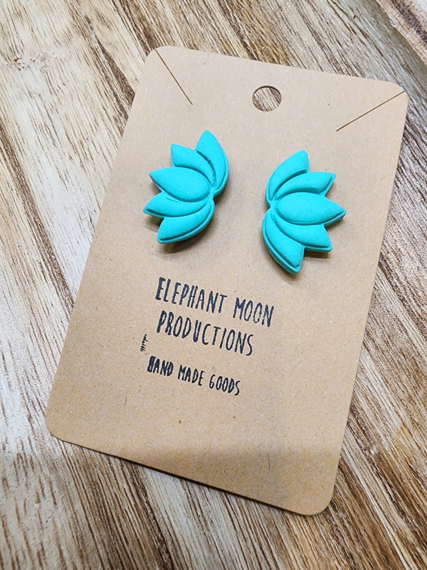 Blue Lotus Flower Stud Earrings