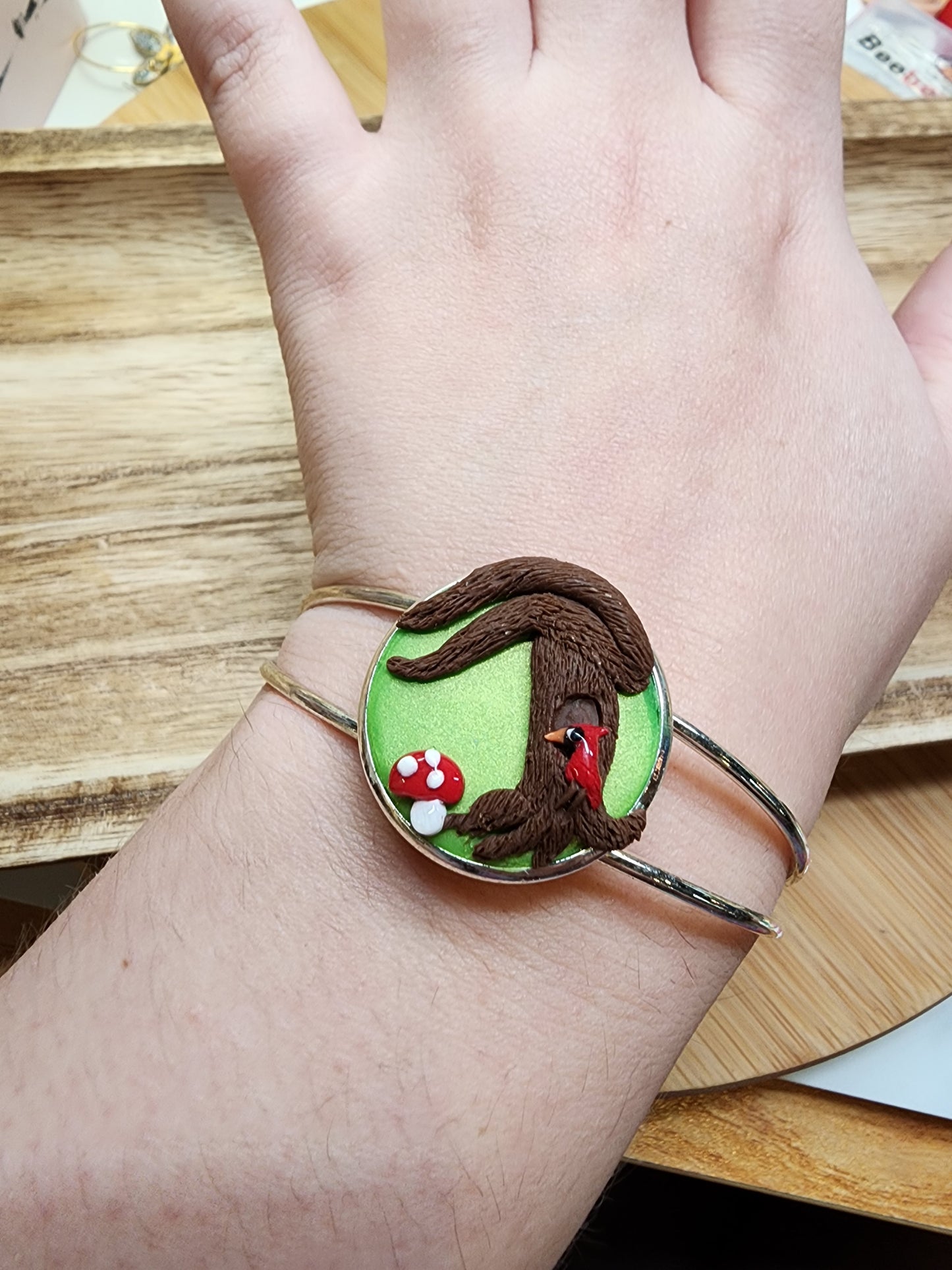 Bird and Mushroom Handcrafted Bracelet