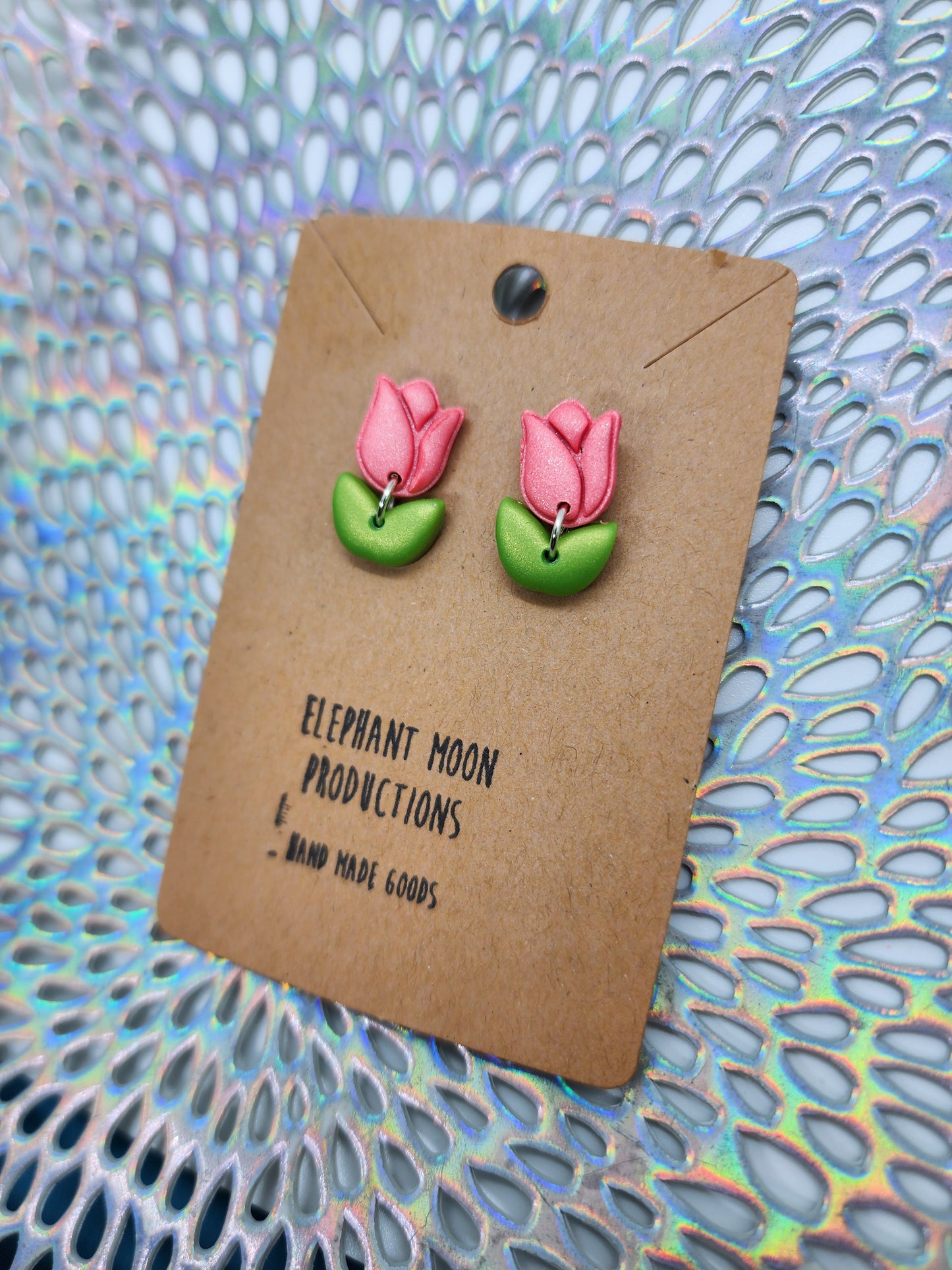 Pink Tulip Stud Earrings