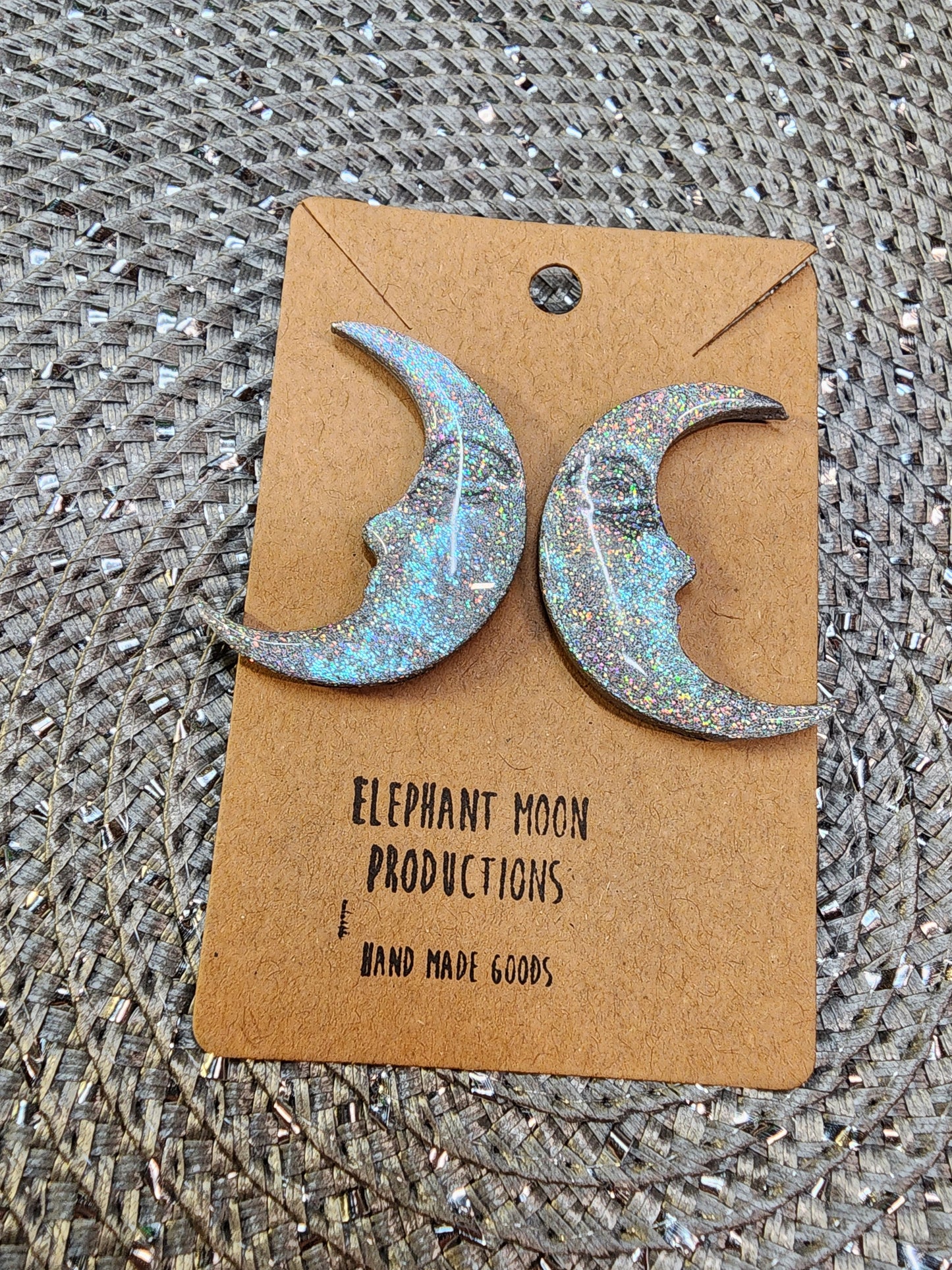 Holographic Moon Stud Earrings