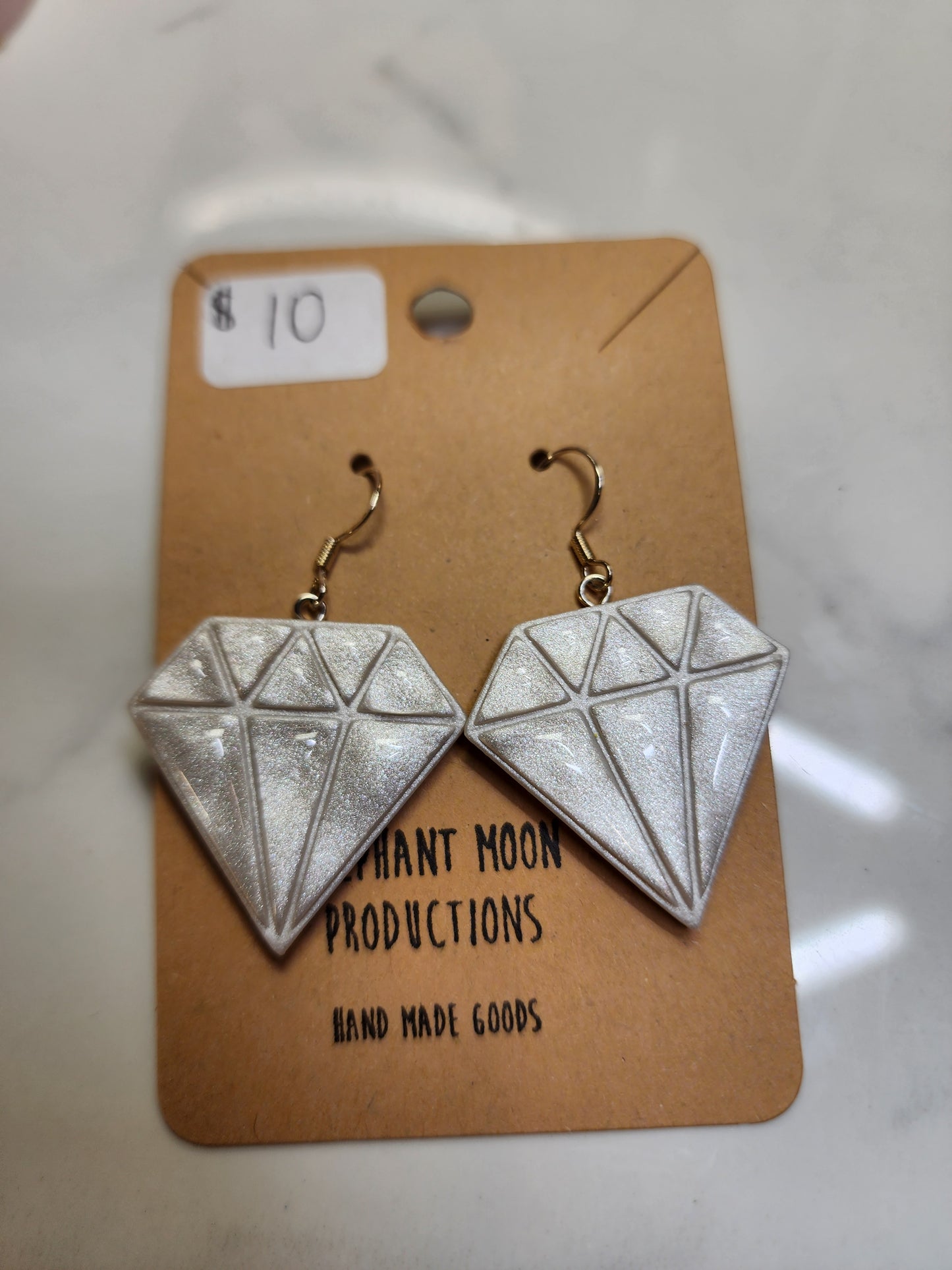 "Diamond" Clay Earrings Handmade