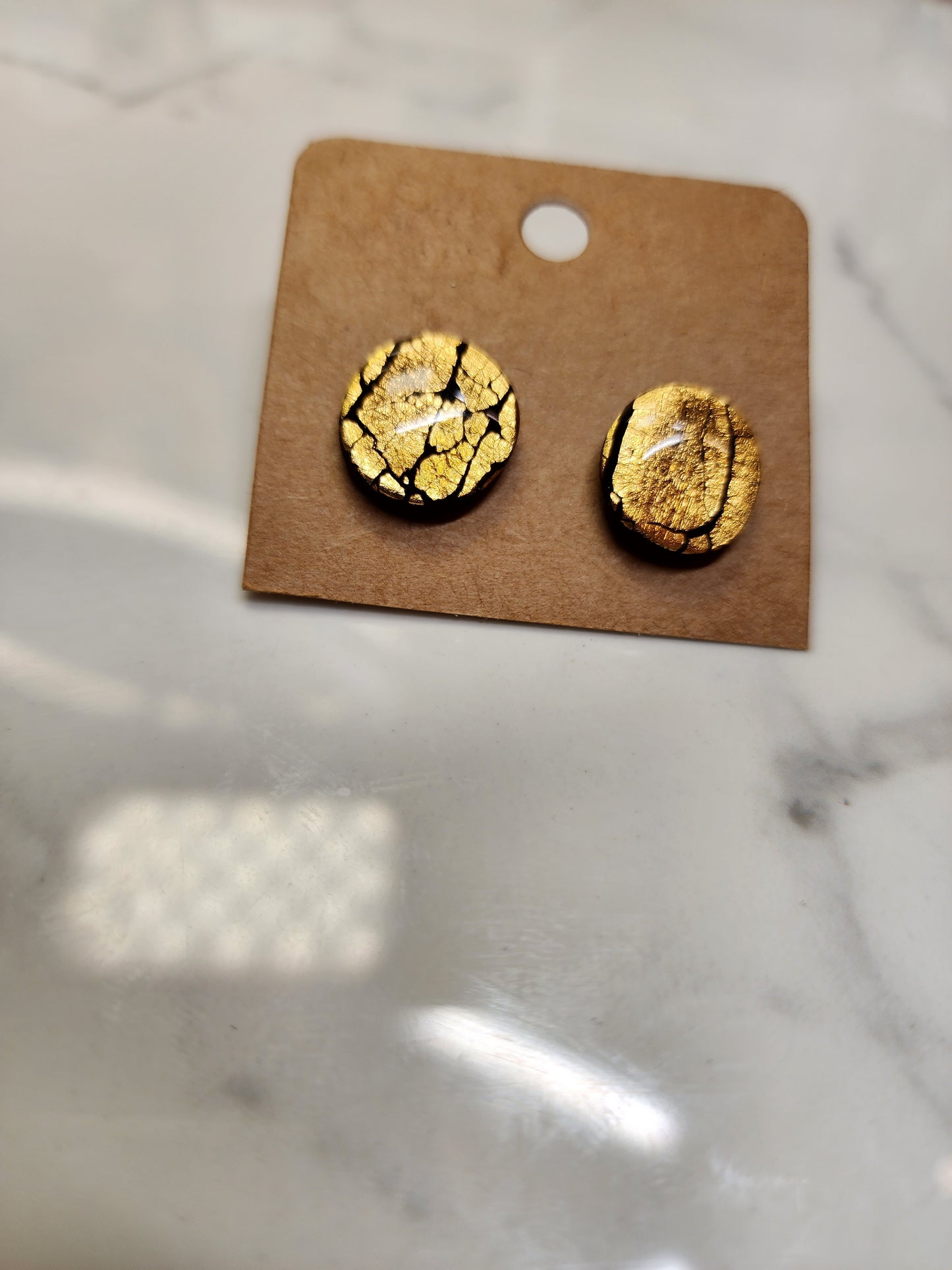 Black and Gold Stud Earrings