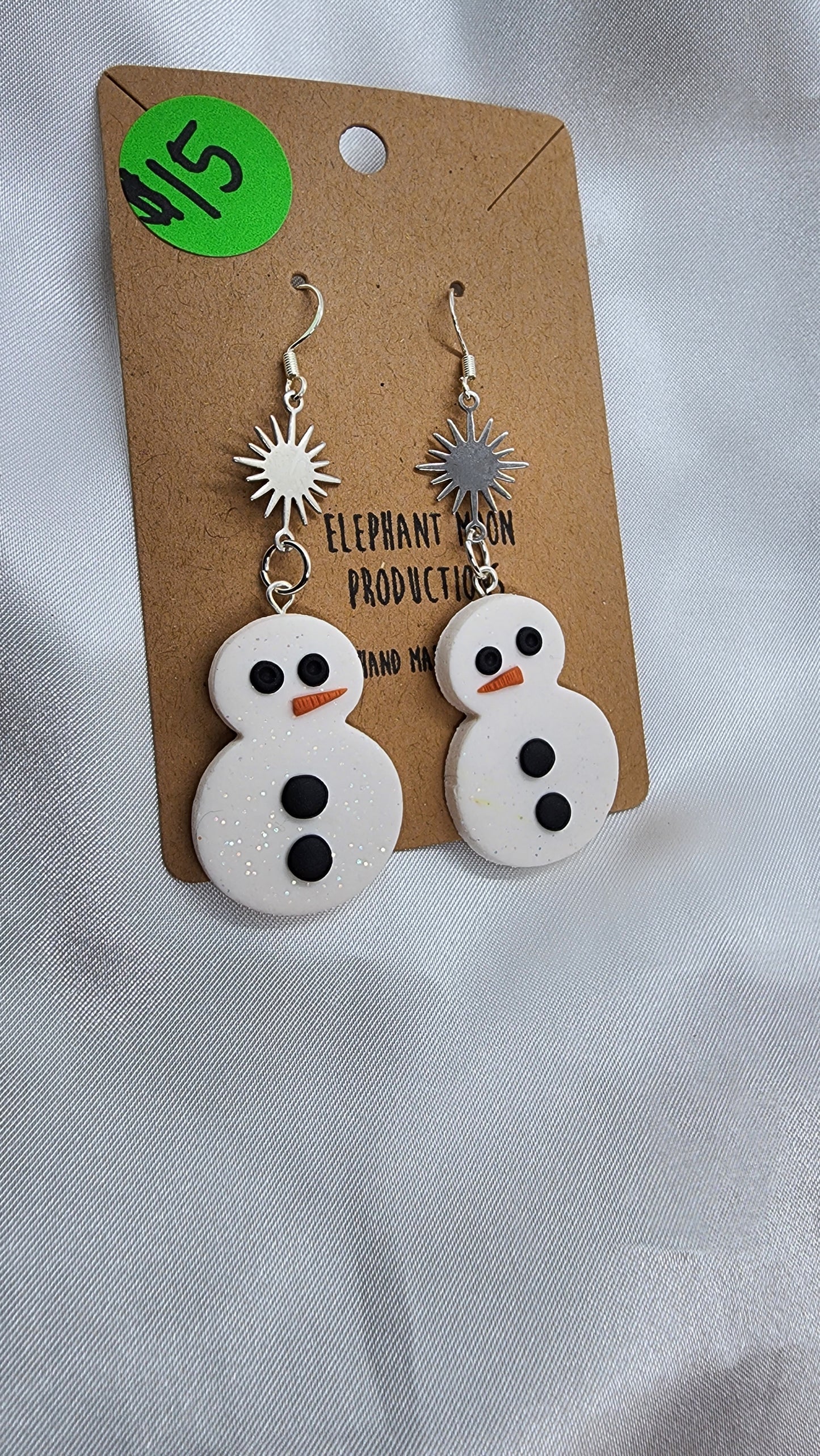 Stars and Snowmen Hook Earrings 925 sterling silver