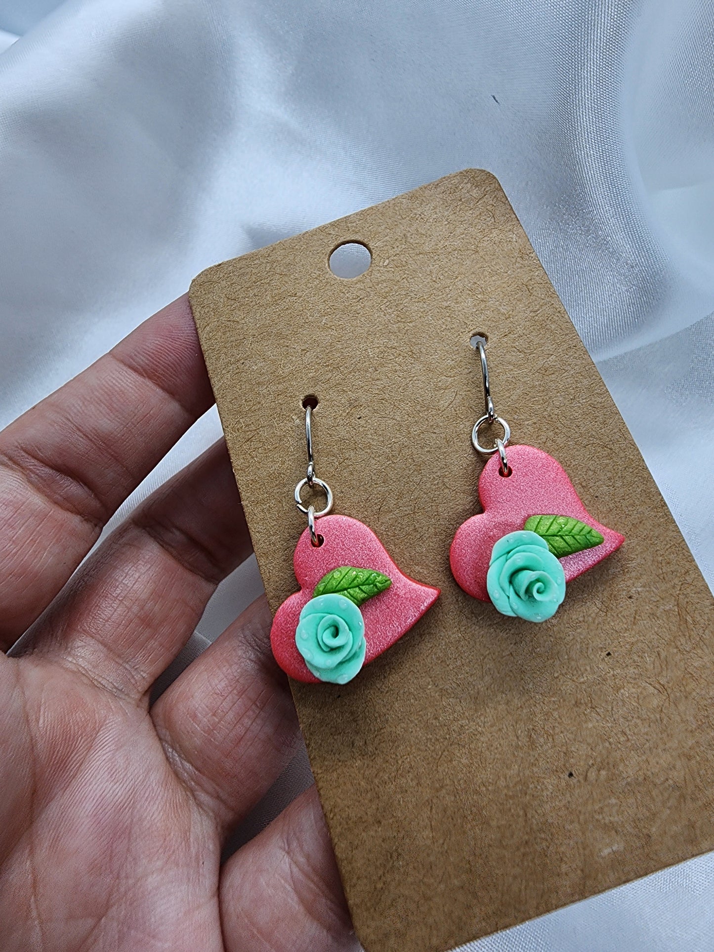 Rosey Heart Earrings
