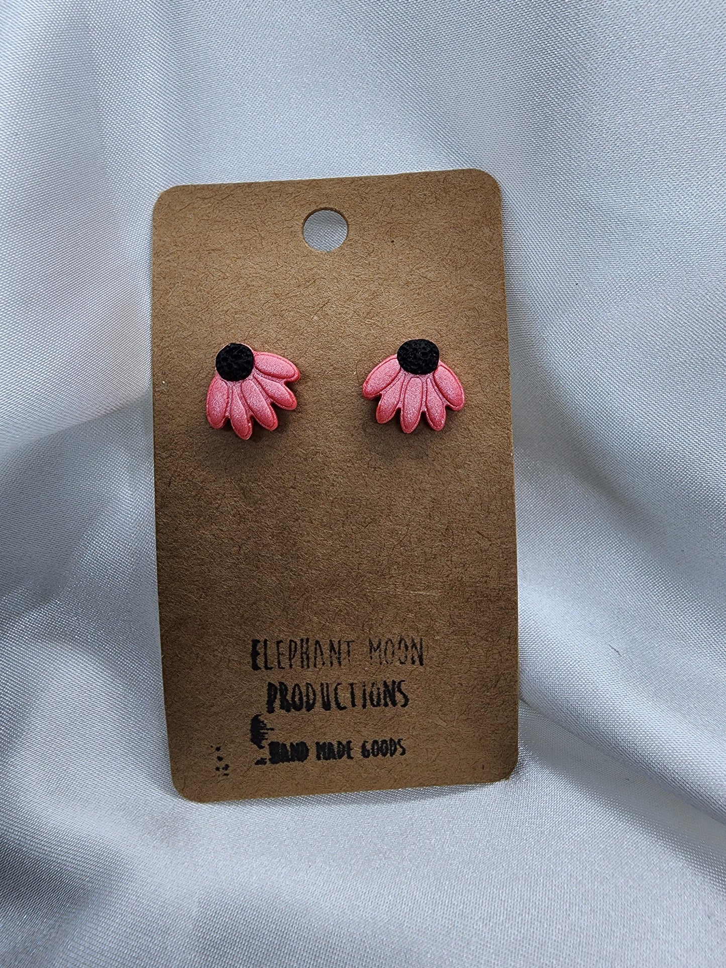 Pink Flower Stud Earrings