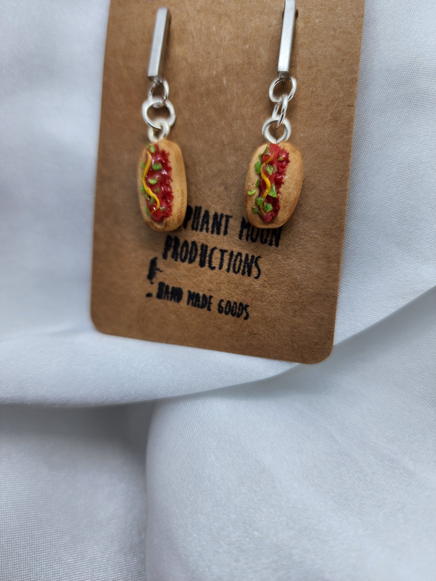 Hot Dog Clay Earrings