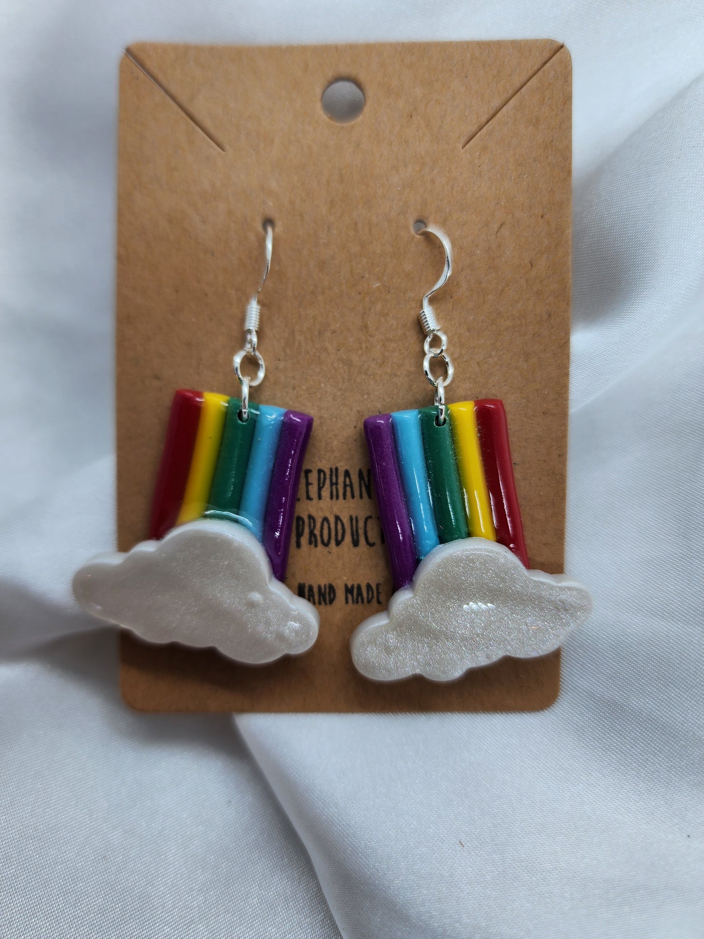 Rainbow Cloud Silver Hook Earrings