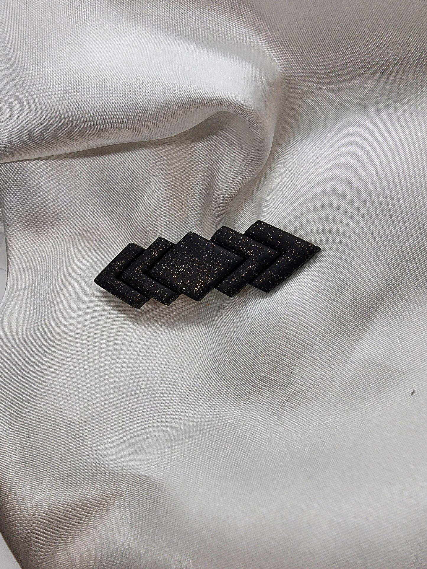 Black Glittery Clay Hair Clip