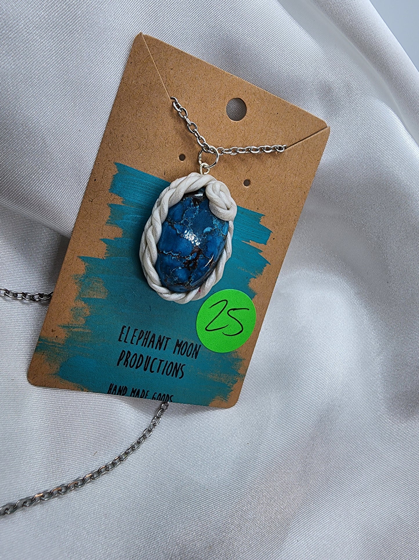 Turquoise clay wrapped Necklace