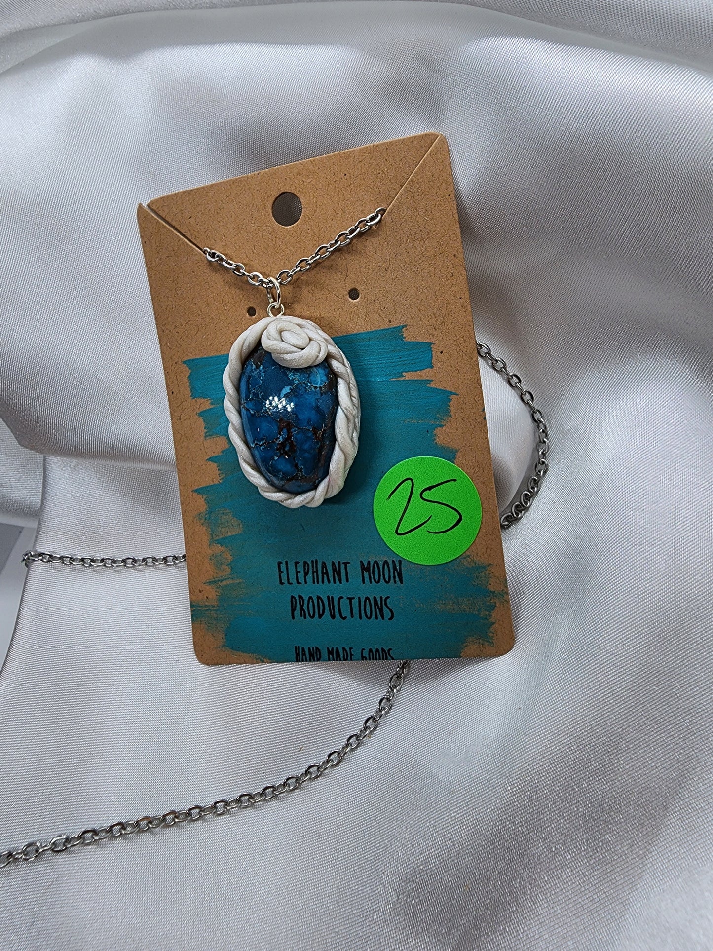 Turquoise clay wrapped Necklace