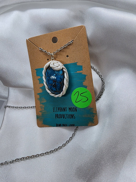 Turquoise clay wrapped Necklace