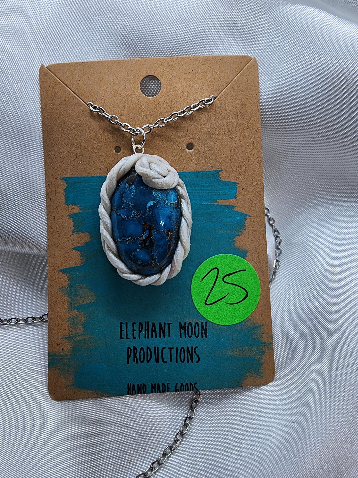 Turquoise clay wrapped Necklace
