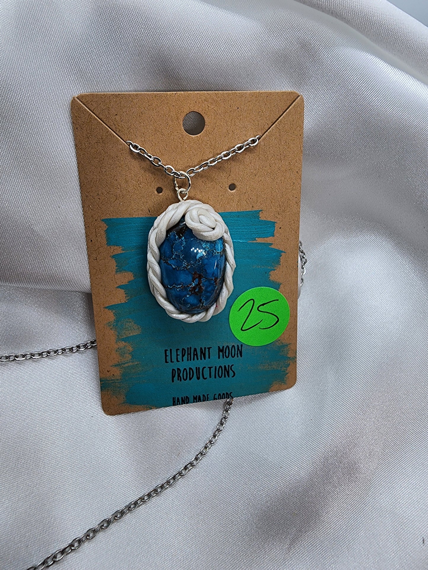 Turquoise clay wrapped Necklace