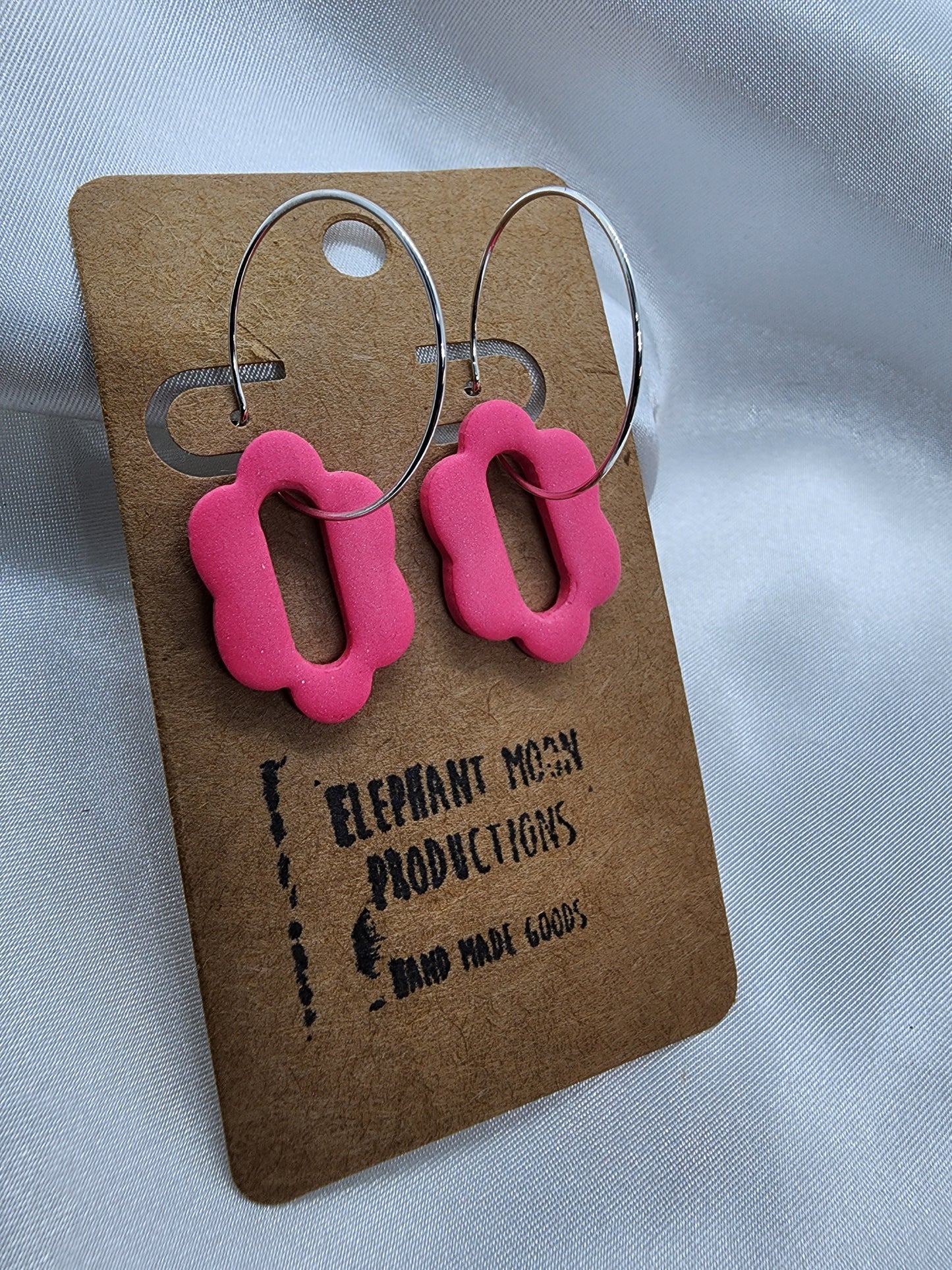 Pink Flower Hoop Earrings