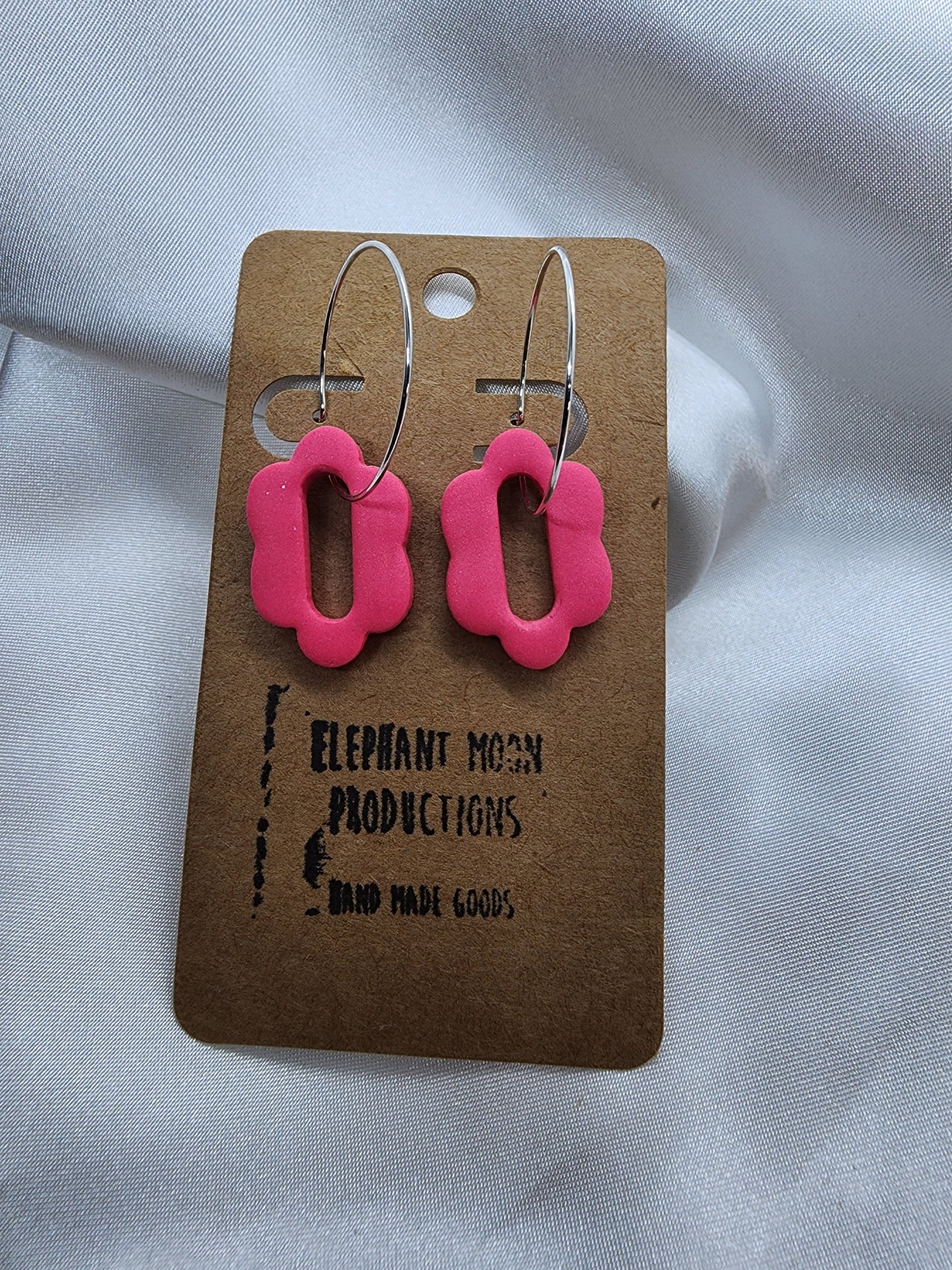Pink Flower Hoop Earrings