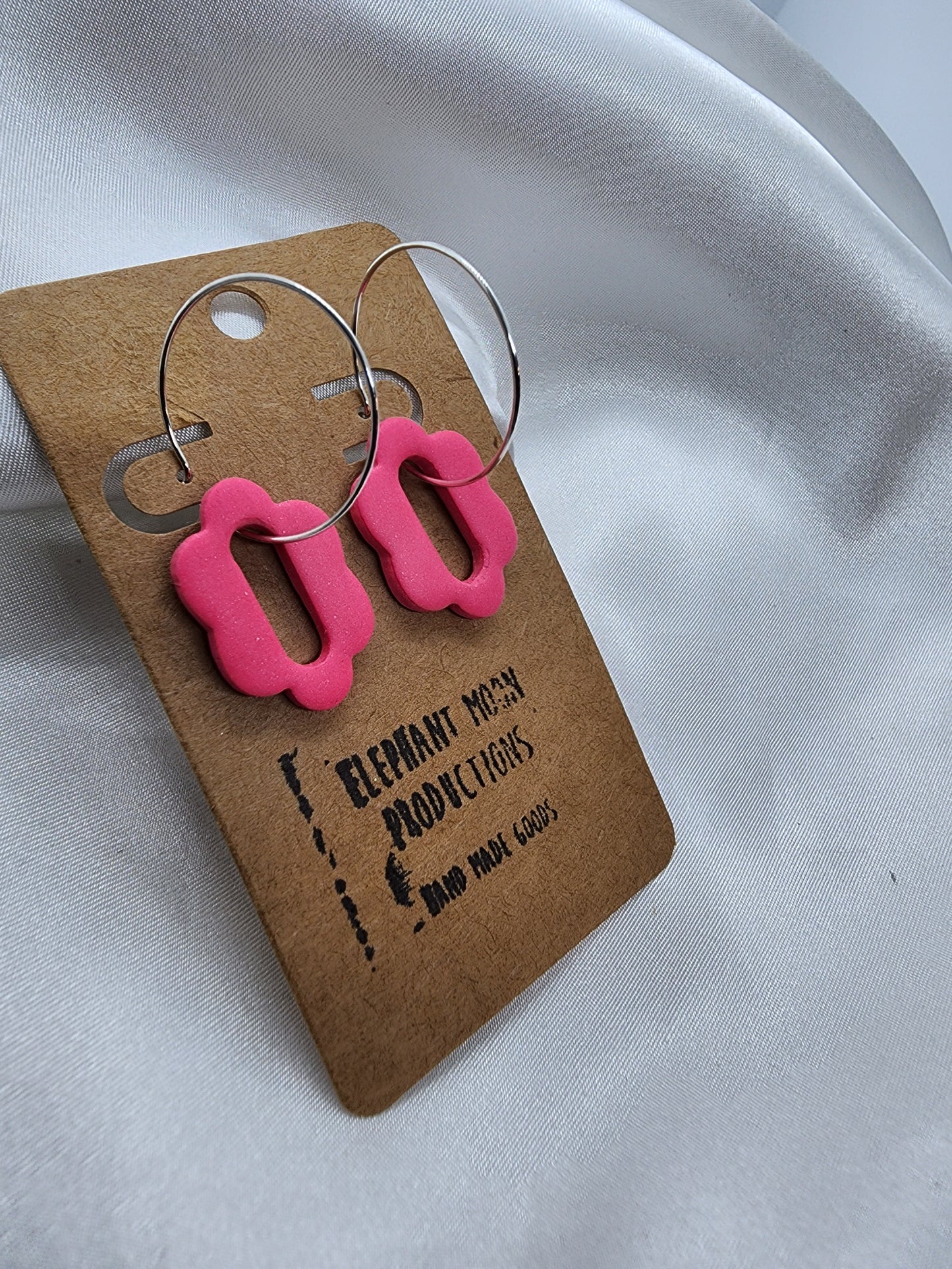 Pink Flower Hoop Earrings
