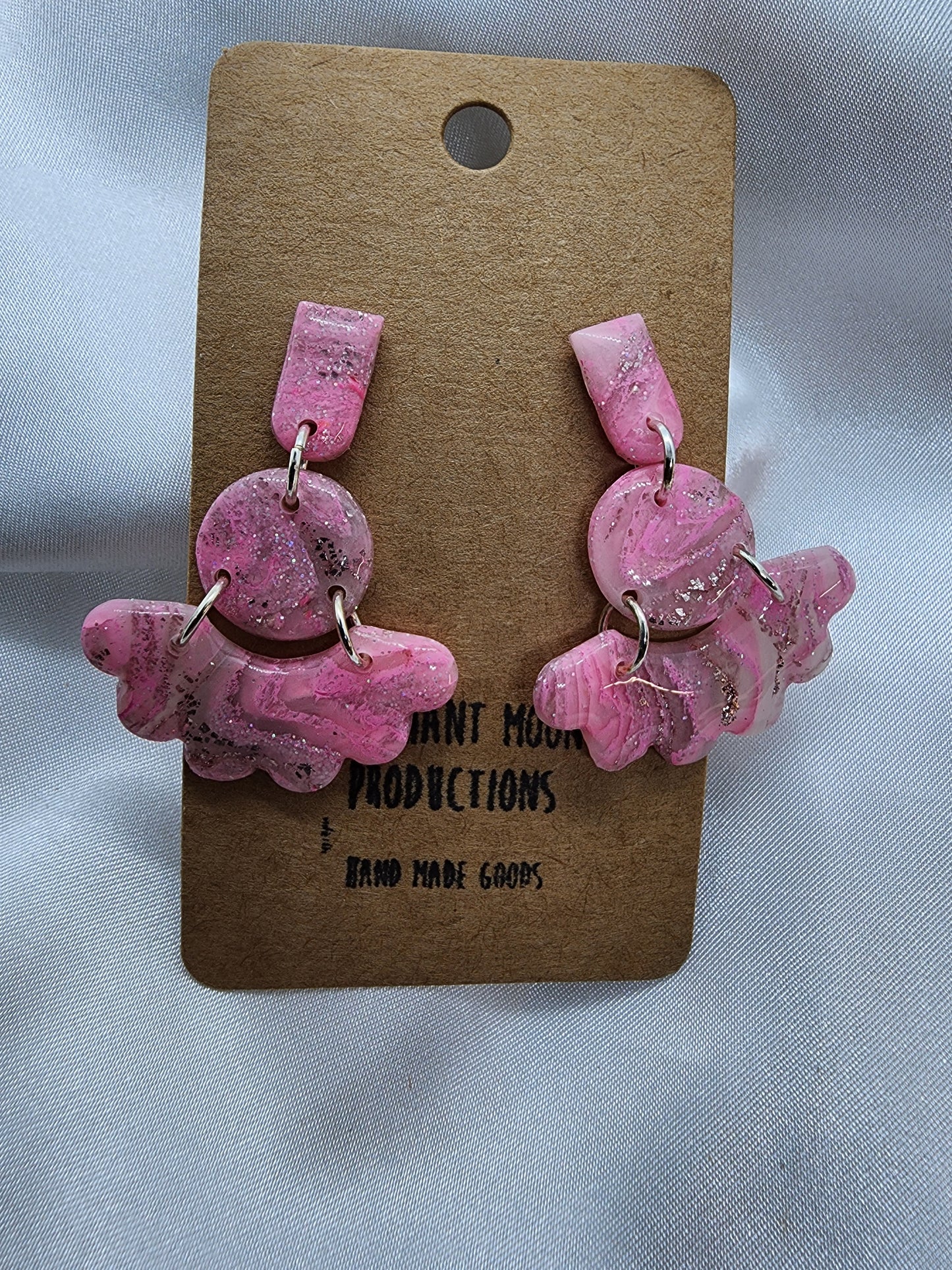 Pink Floral Clay Earrings