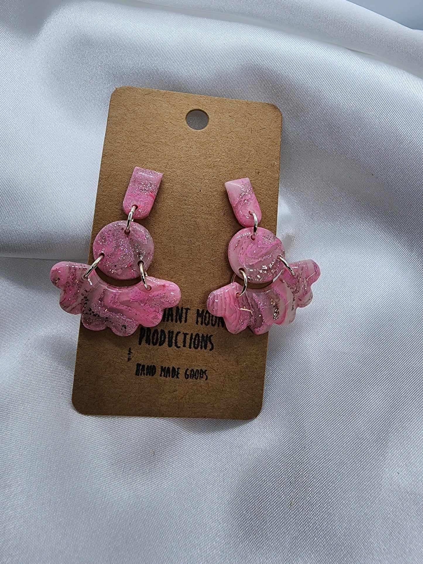 Pink Floral Clay Earrings