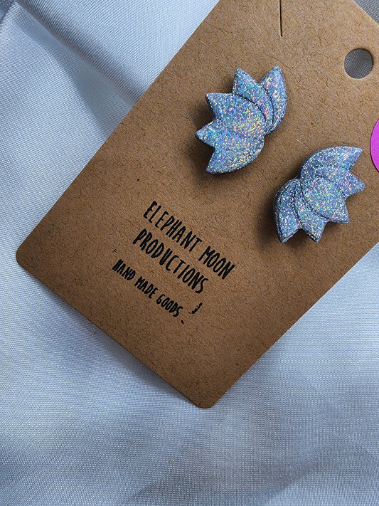 Holographic glittery Lotus Flower Stud Earrings Hypoallergenic