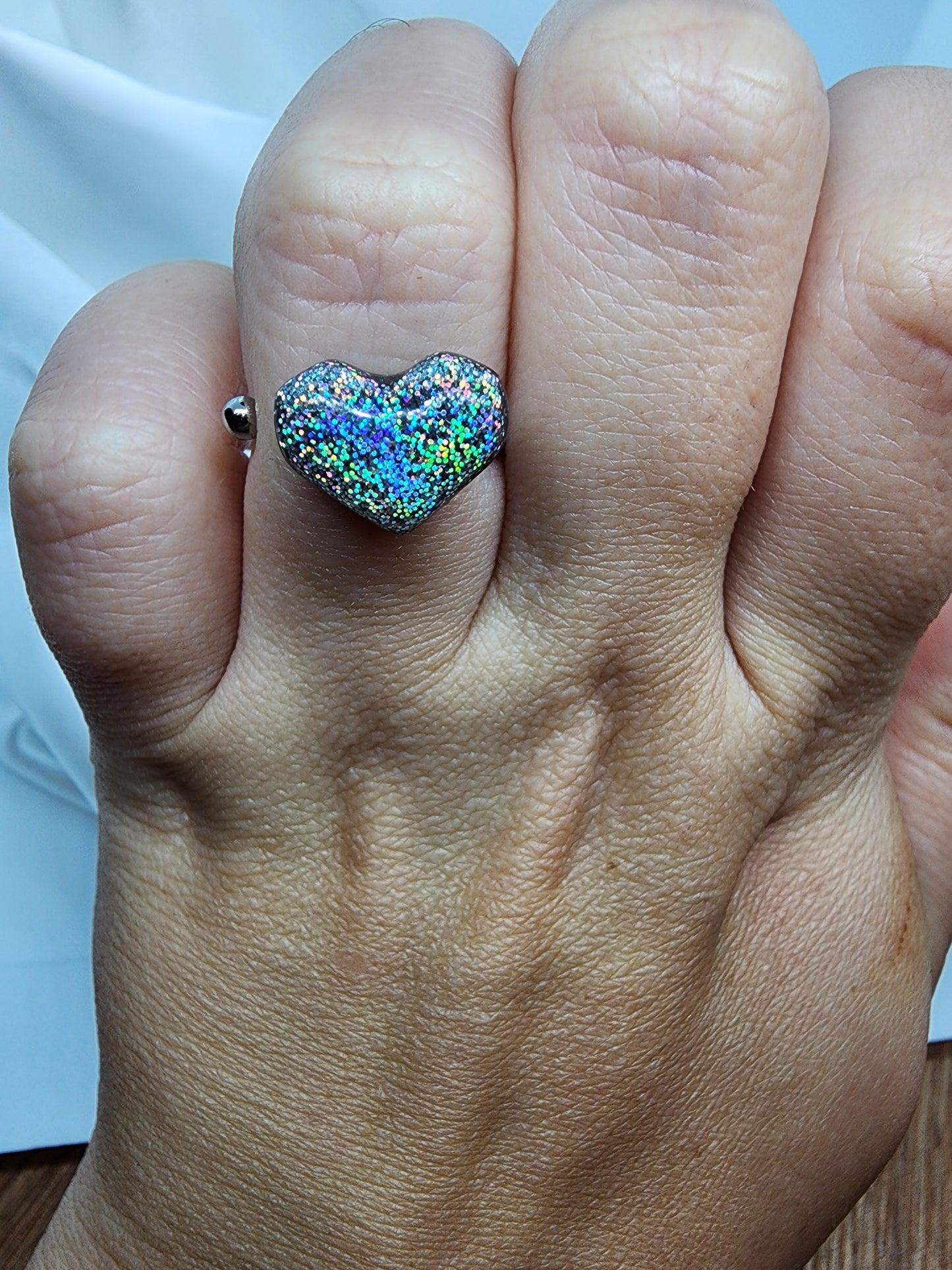 Holographic Heart Clay Ring