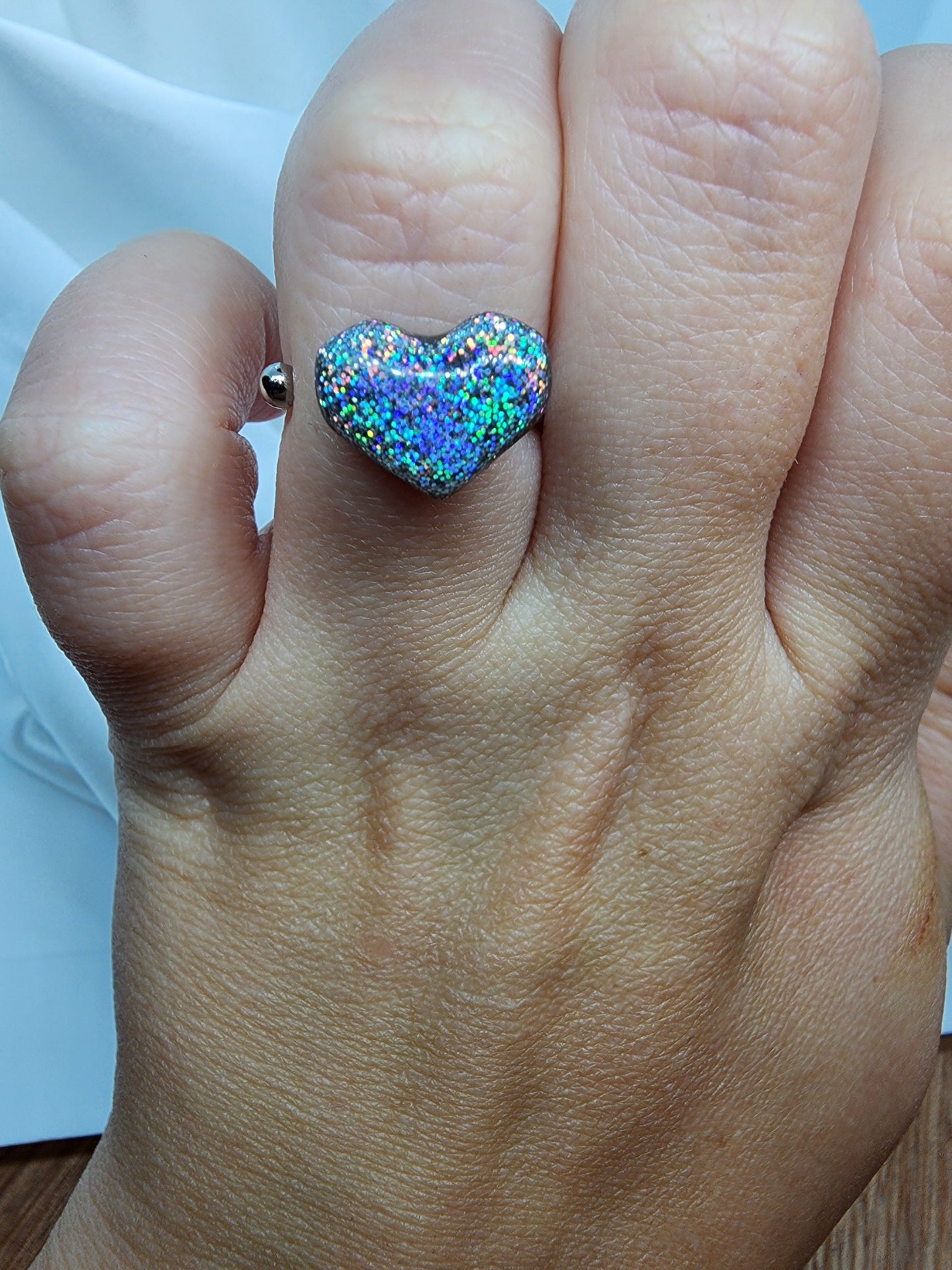 Holographic Heart Clay Ring