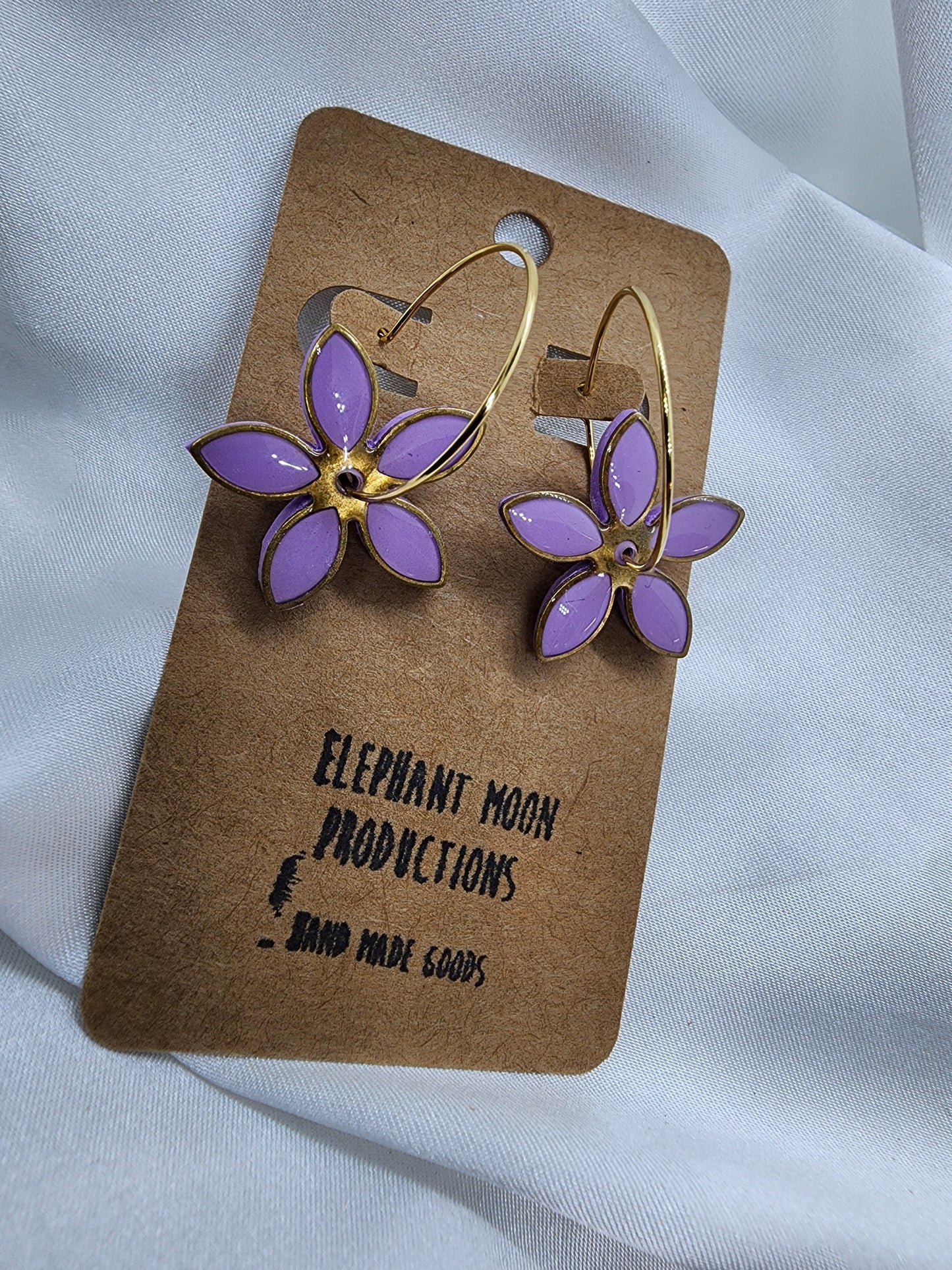Purple Flower Power Hoops