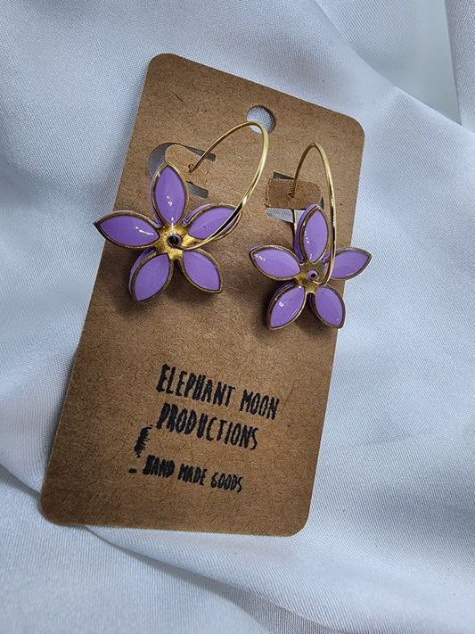 Purple Flower Power Hoops