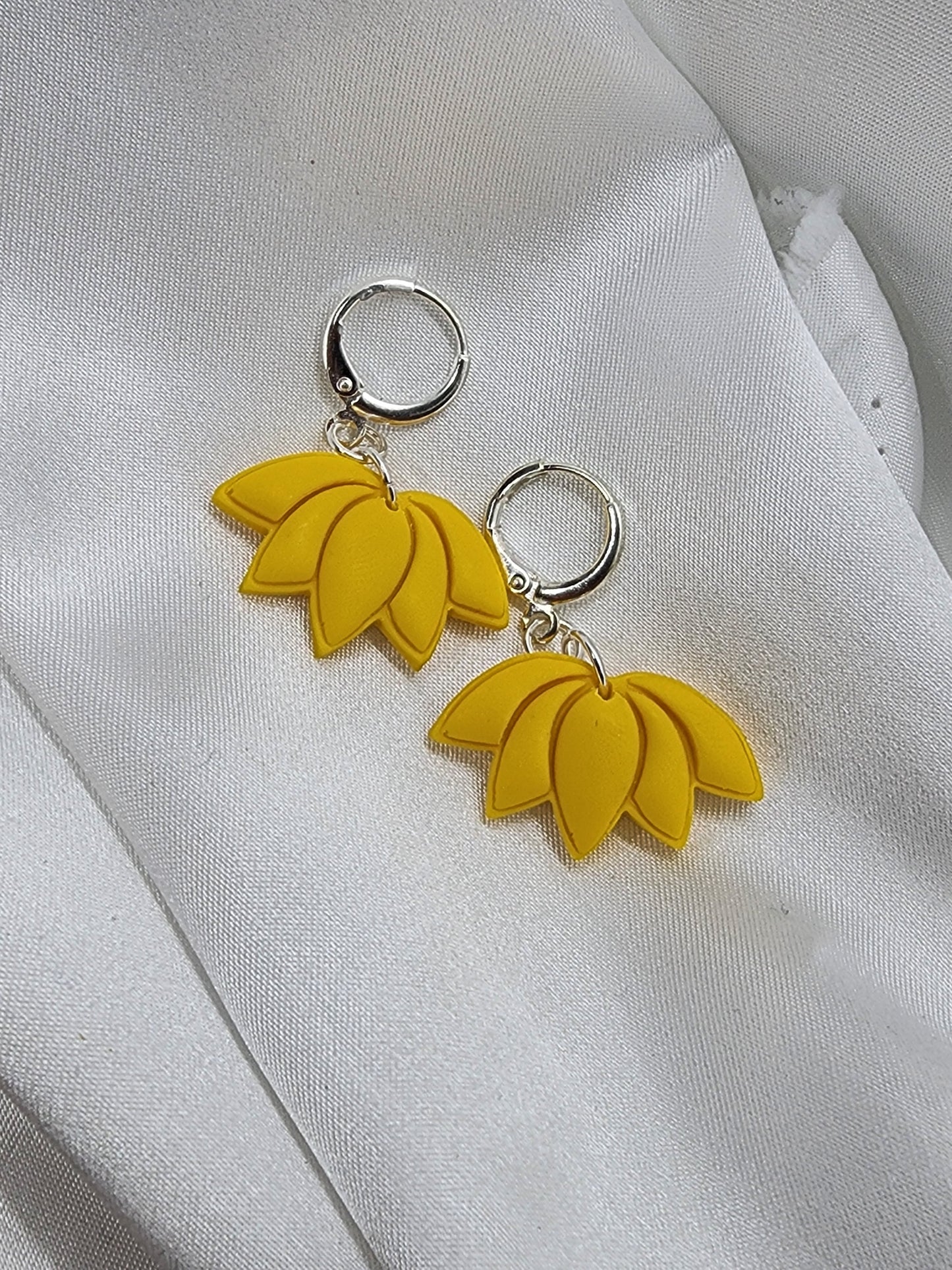 Yellow Lotus Flower Earrings