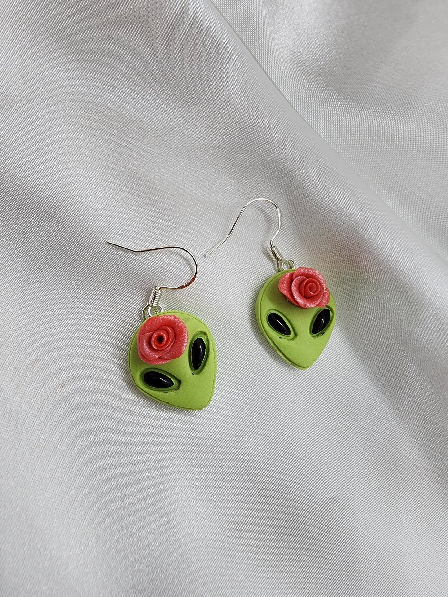 Pink Rosey Alien Earrings