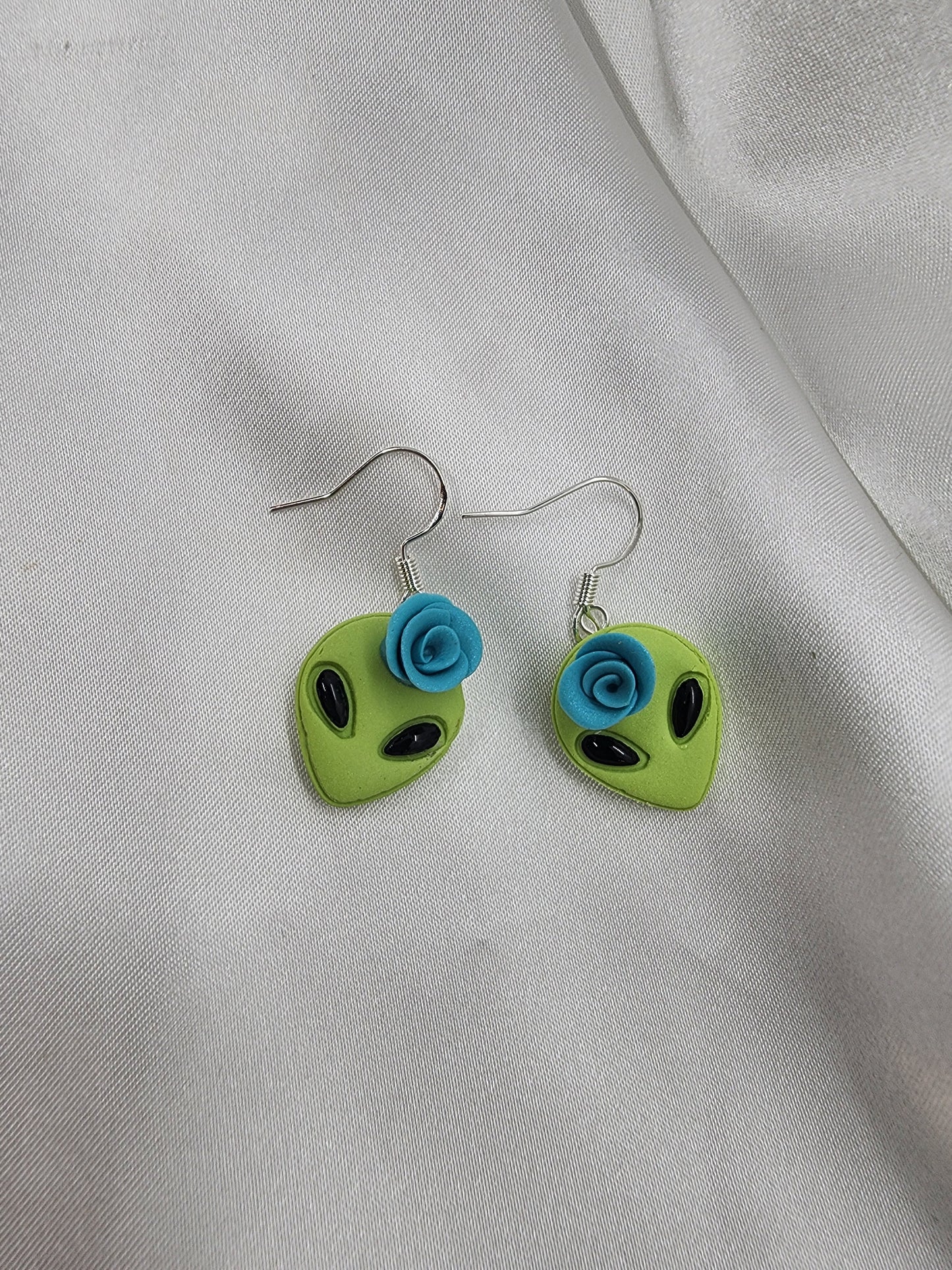 Aliens with Blue Rose Earrings