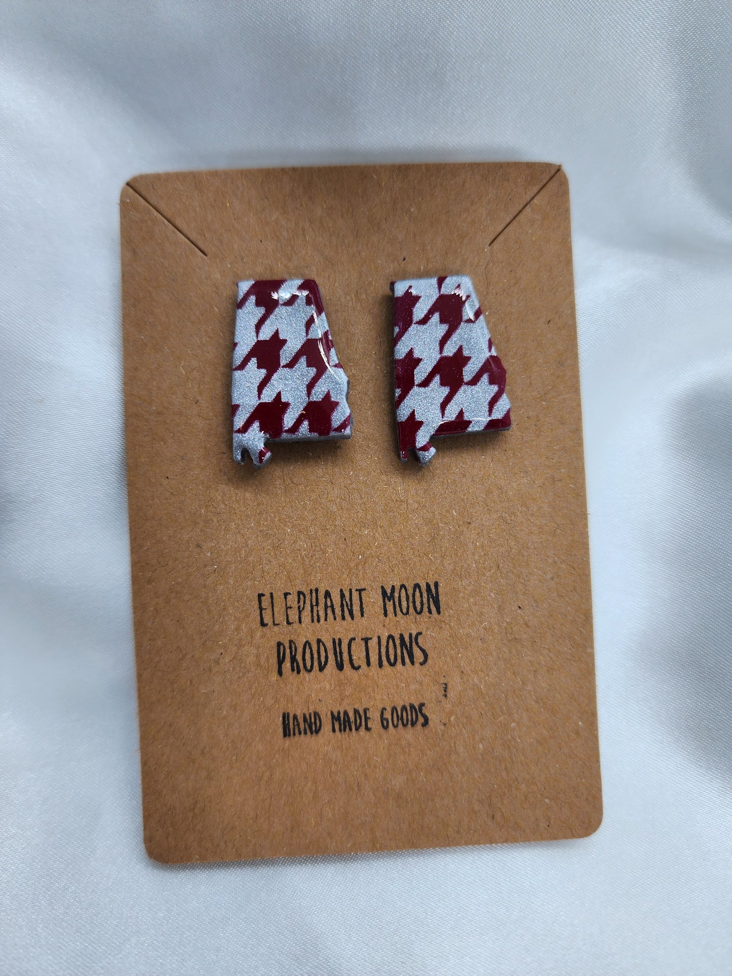 Alabama Houndstooth Stud Earrings Handmade Hypoallergenic