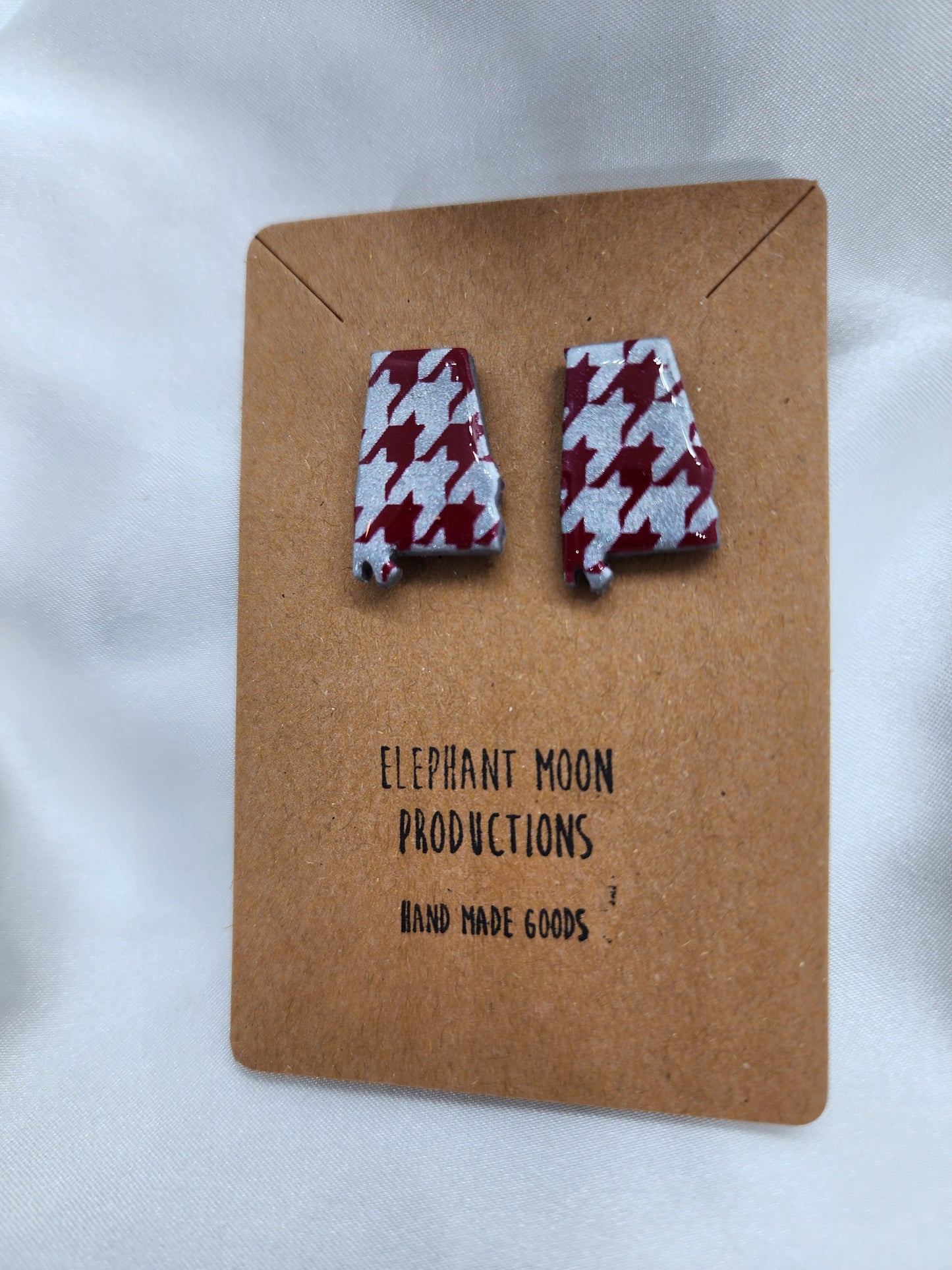 Alabama Houndstooth Stud Earrings Handmade Hypoallergenic