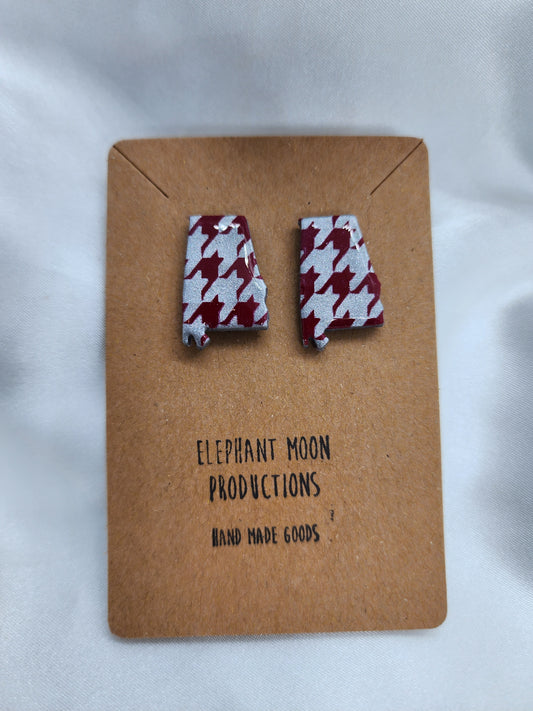 Alabama Houndstooth Stud Earrings Handmade Hypoallergenic