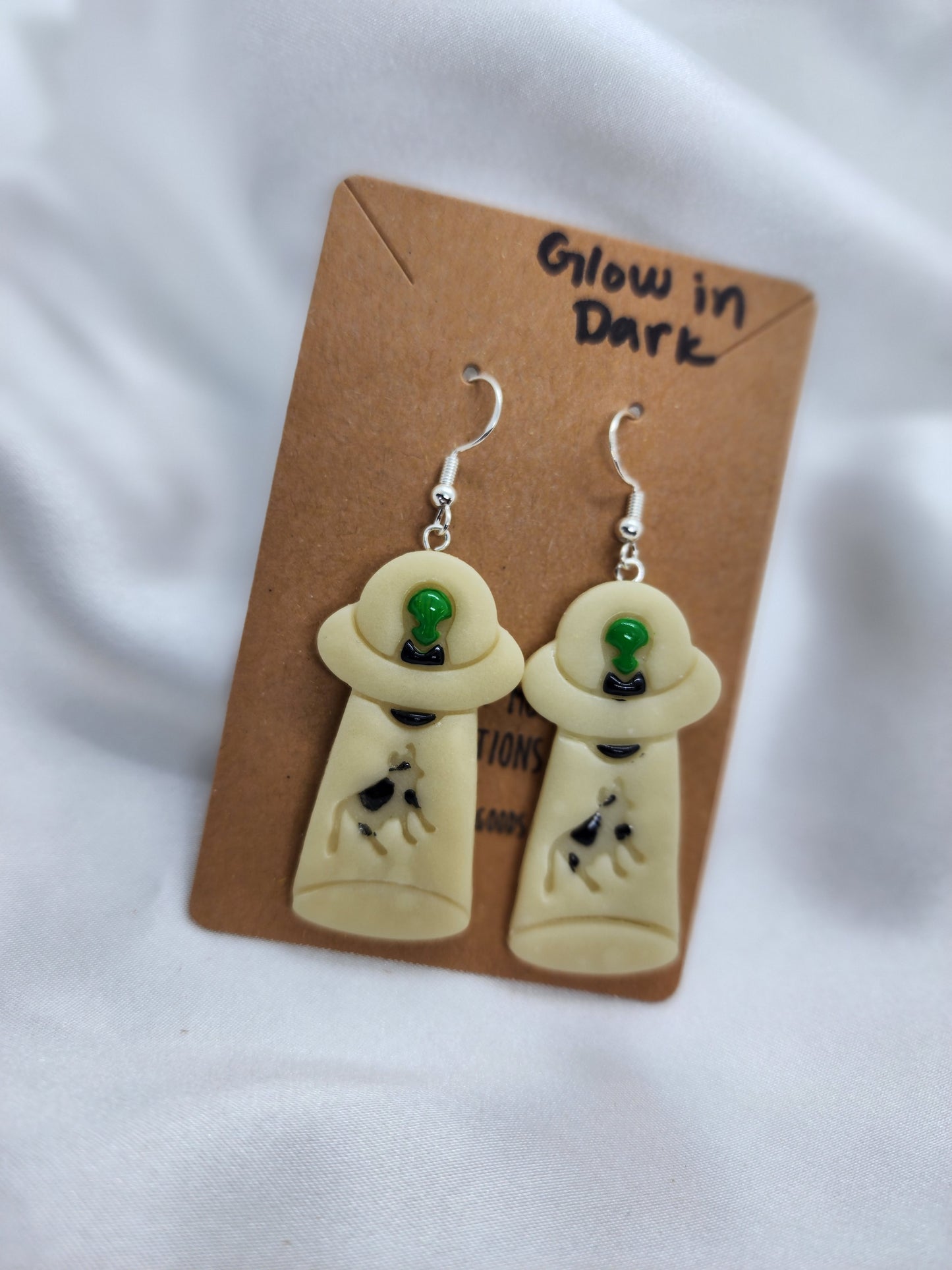 Alien Space Ship with Cows Earrings