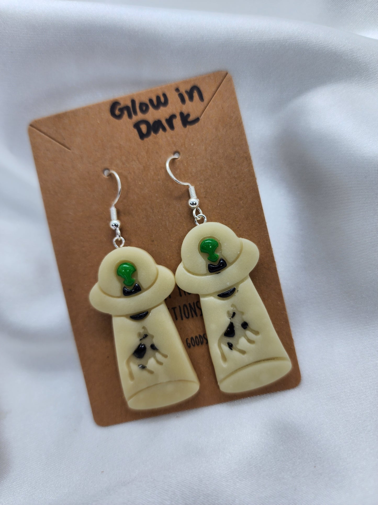 Alien Space Ship with Cows Earrings