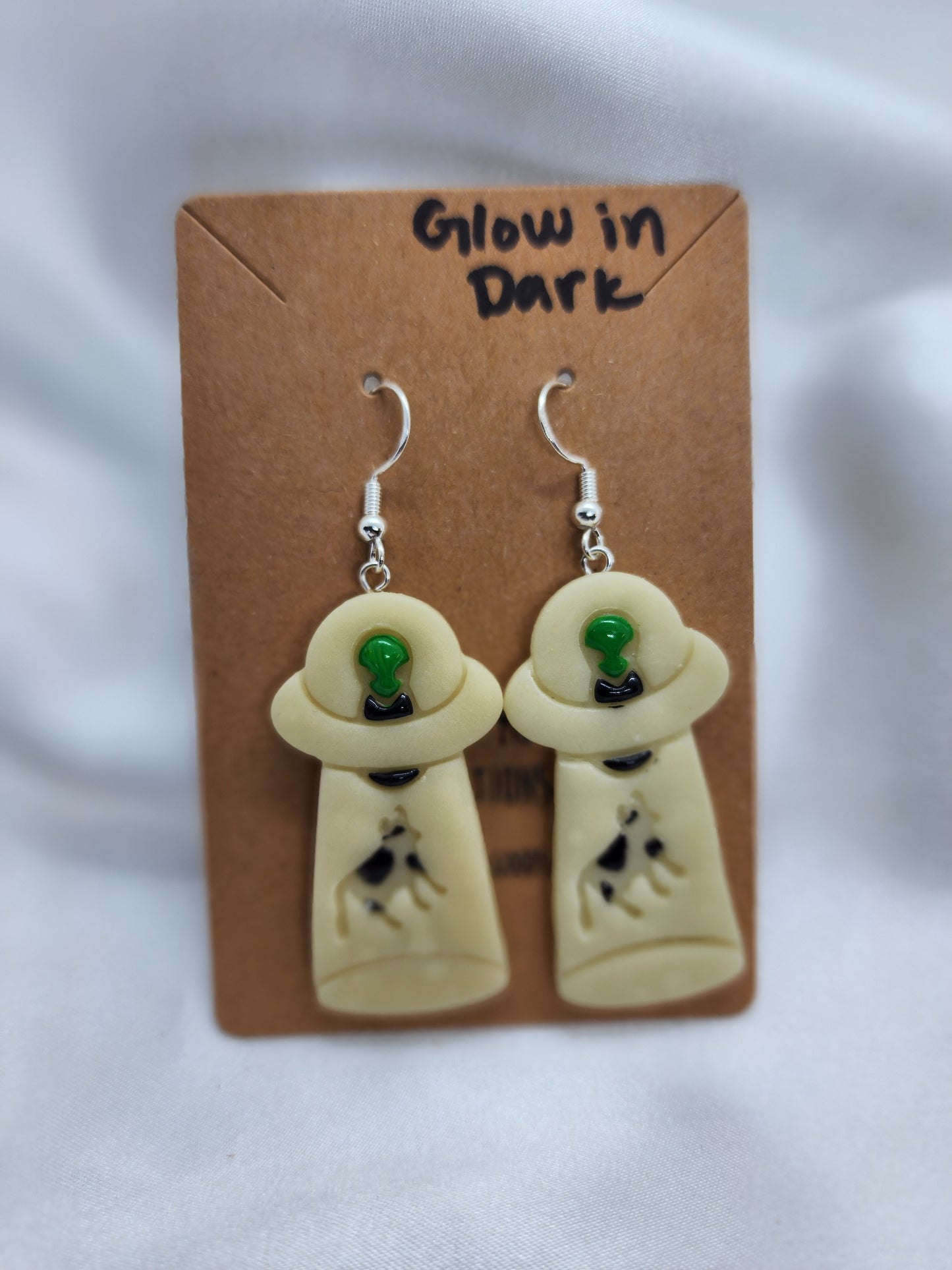 Alien Space Ship with Cows Earrings