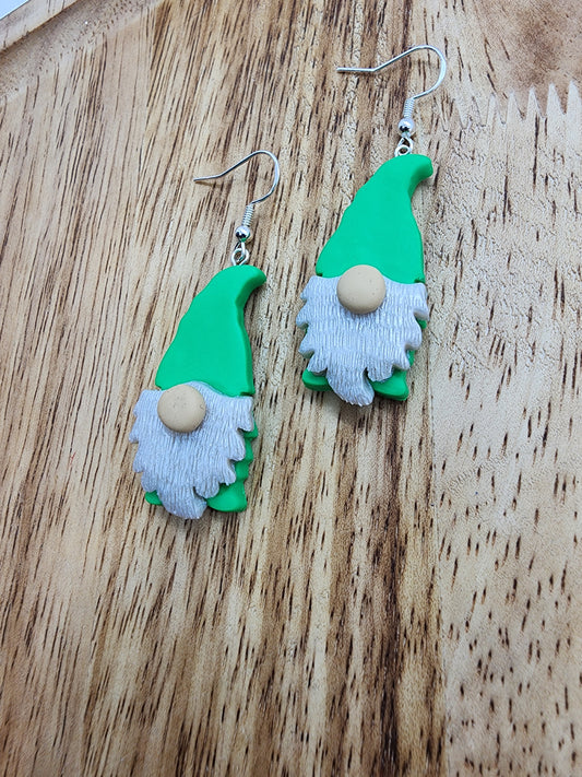 Green Gnome Christmas Earrings
