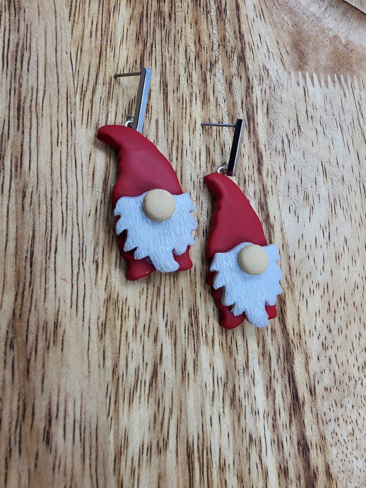 Red Gnome Dangle Stud Earrings