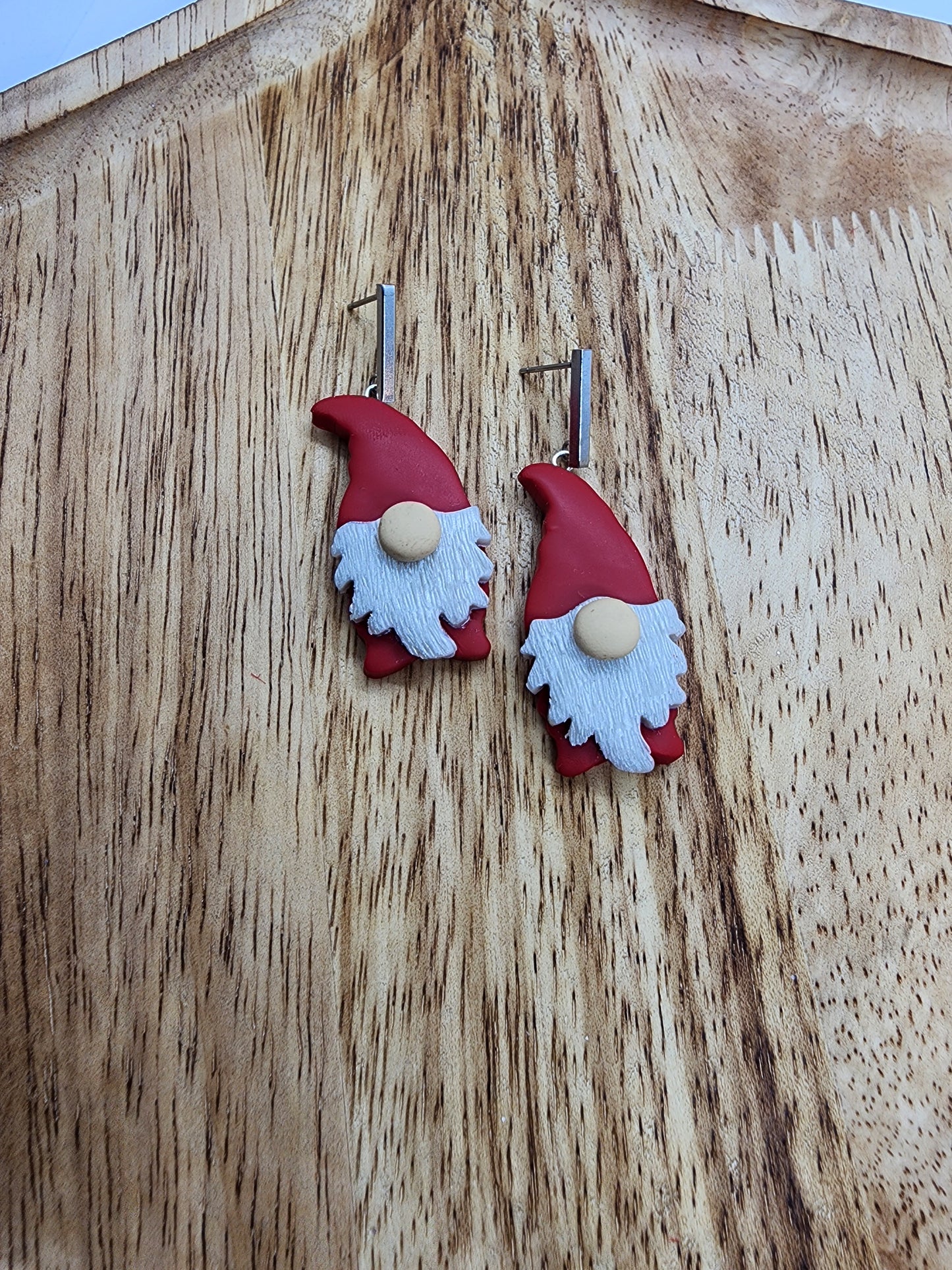 Red Gnome Dangle Stud Earrings