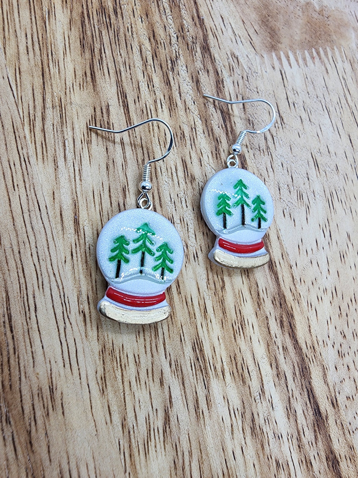 Christmas Tree Snow Globe Earrings