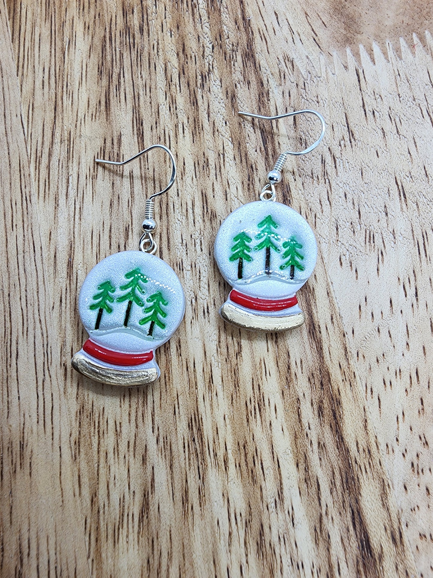 Christmas Tree Snow Globe Earrings
