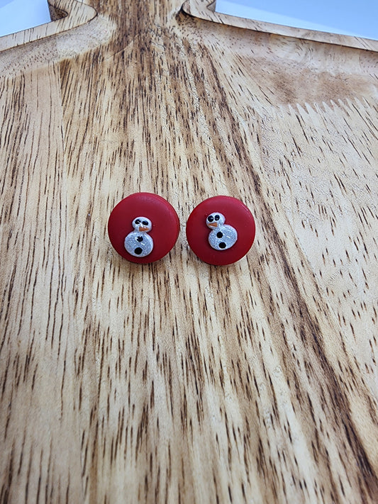 Small Snowman Stud Earrings